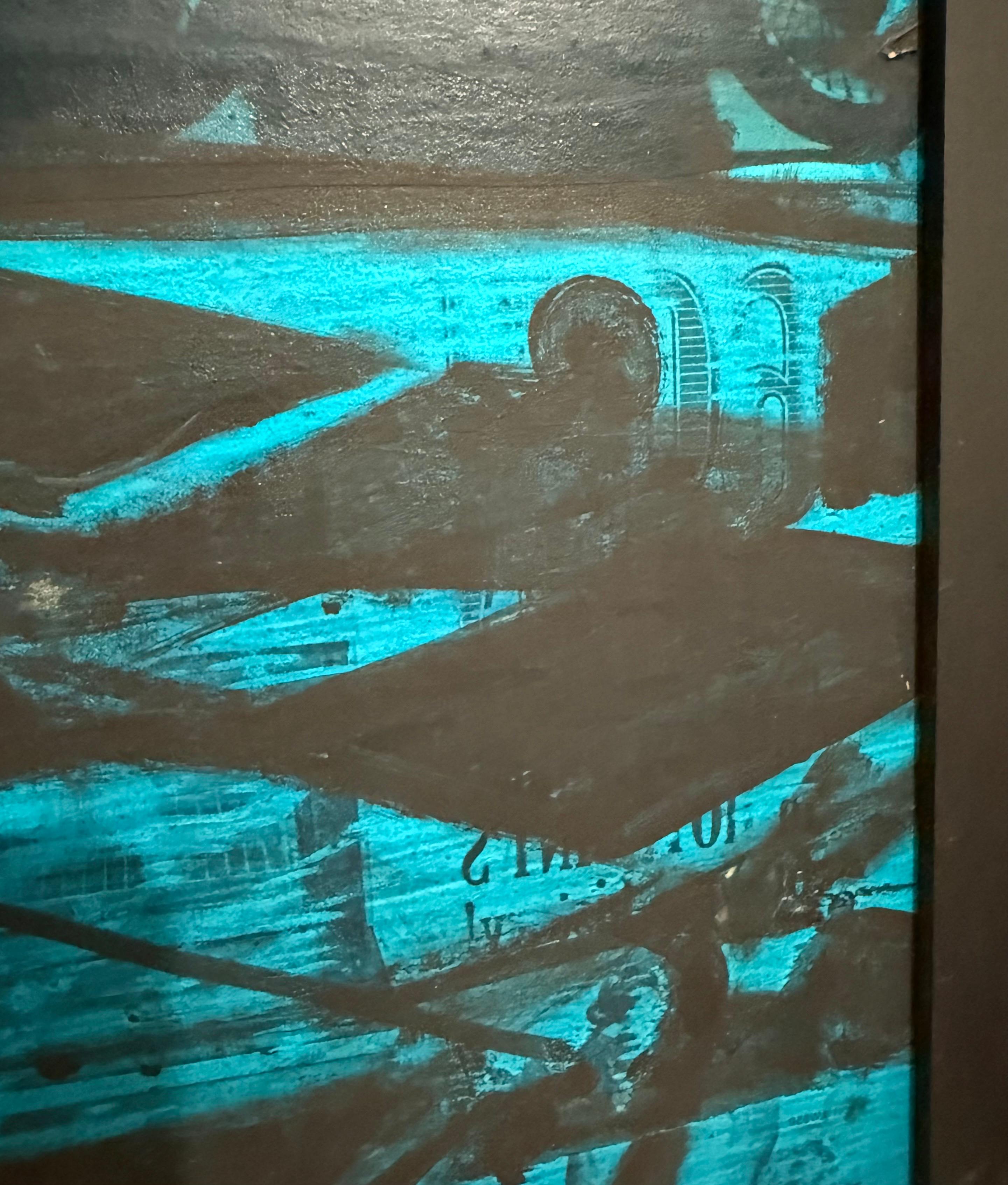 Large John Hultberg SF Bay Area Artist Abstract Expressionist Collage Painting For Sale 3