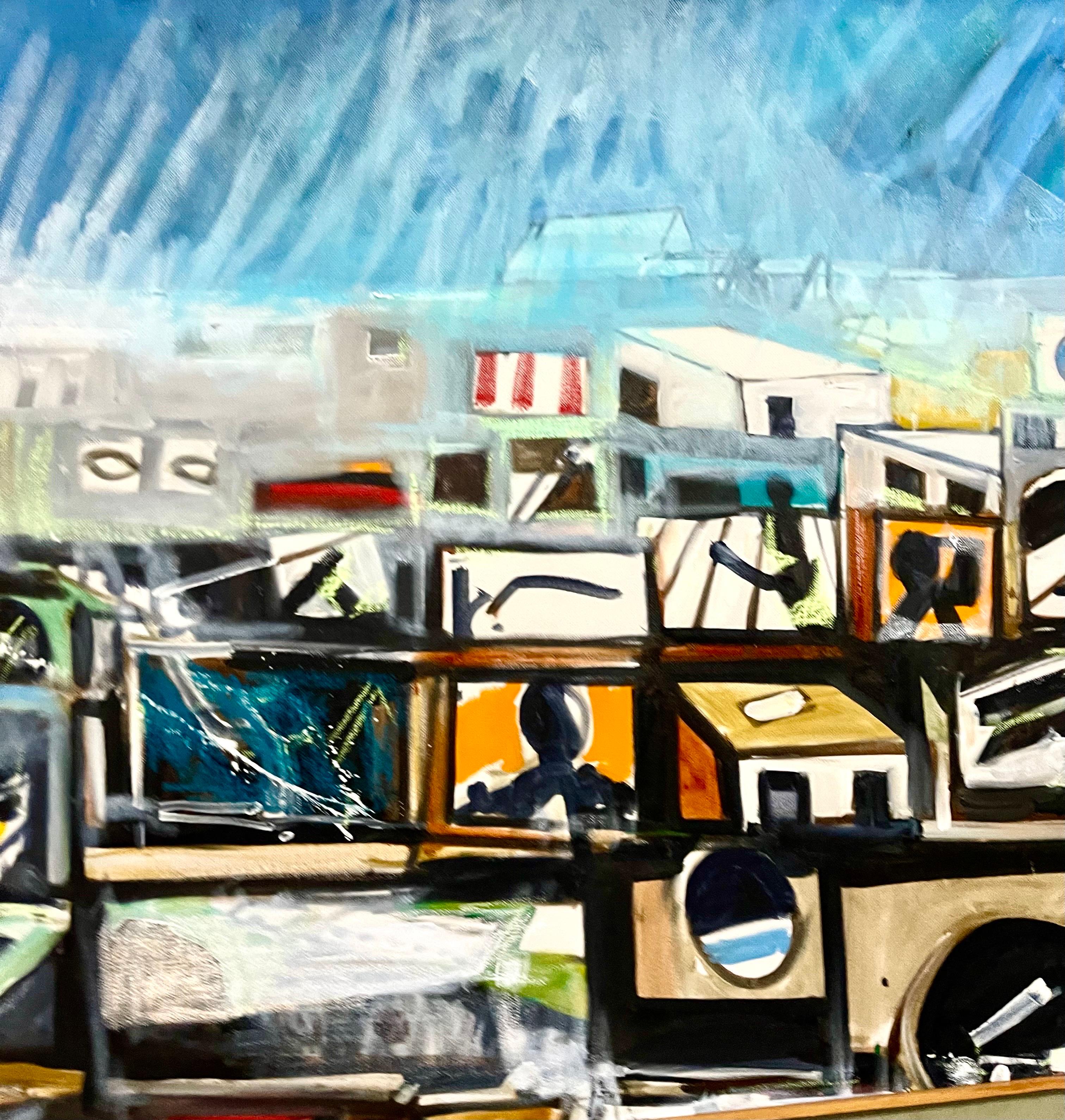 Large John Hultberg SF Bay Area Artist Abstract Expressionist Oil Painting For Sale 1
