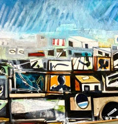 Large John Hultberg SF Bay Area Artist Abstract Expressionist Oil Painting