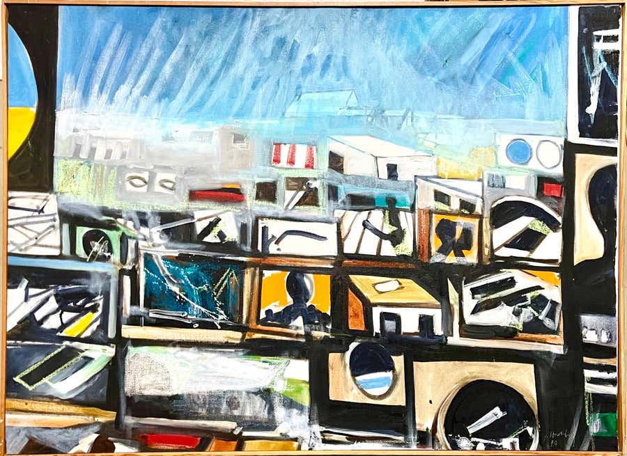 Large John Hultberg SF Bay Area Artist Abstract Expressionist Oil Painting