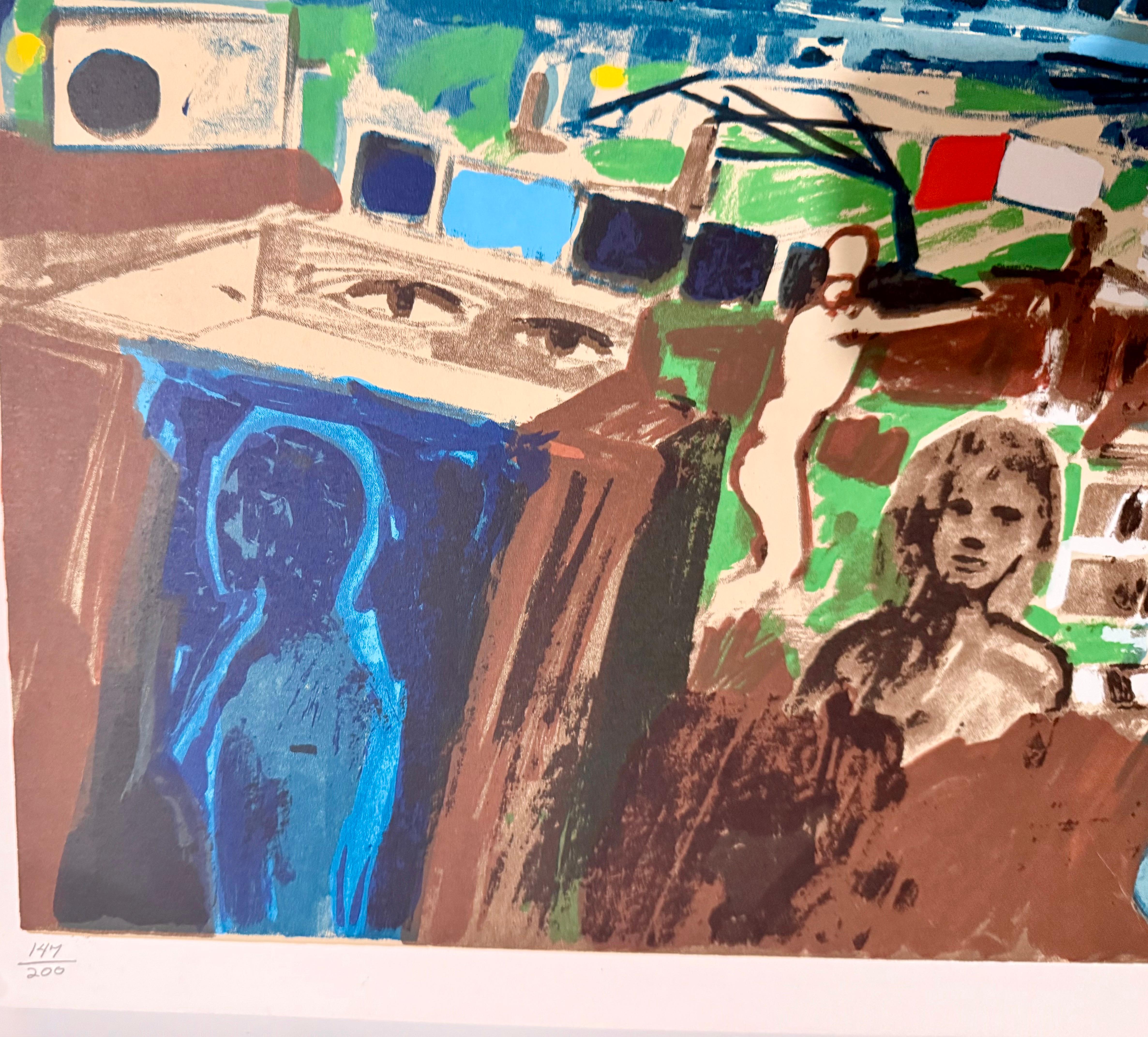 1970 Bay Area Figurativa Astratta Litografia Serigrafia Serra John Hultbergs in vendita 8