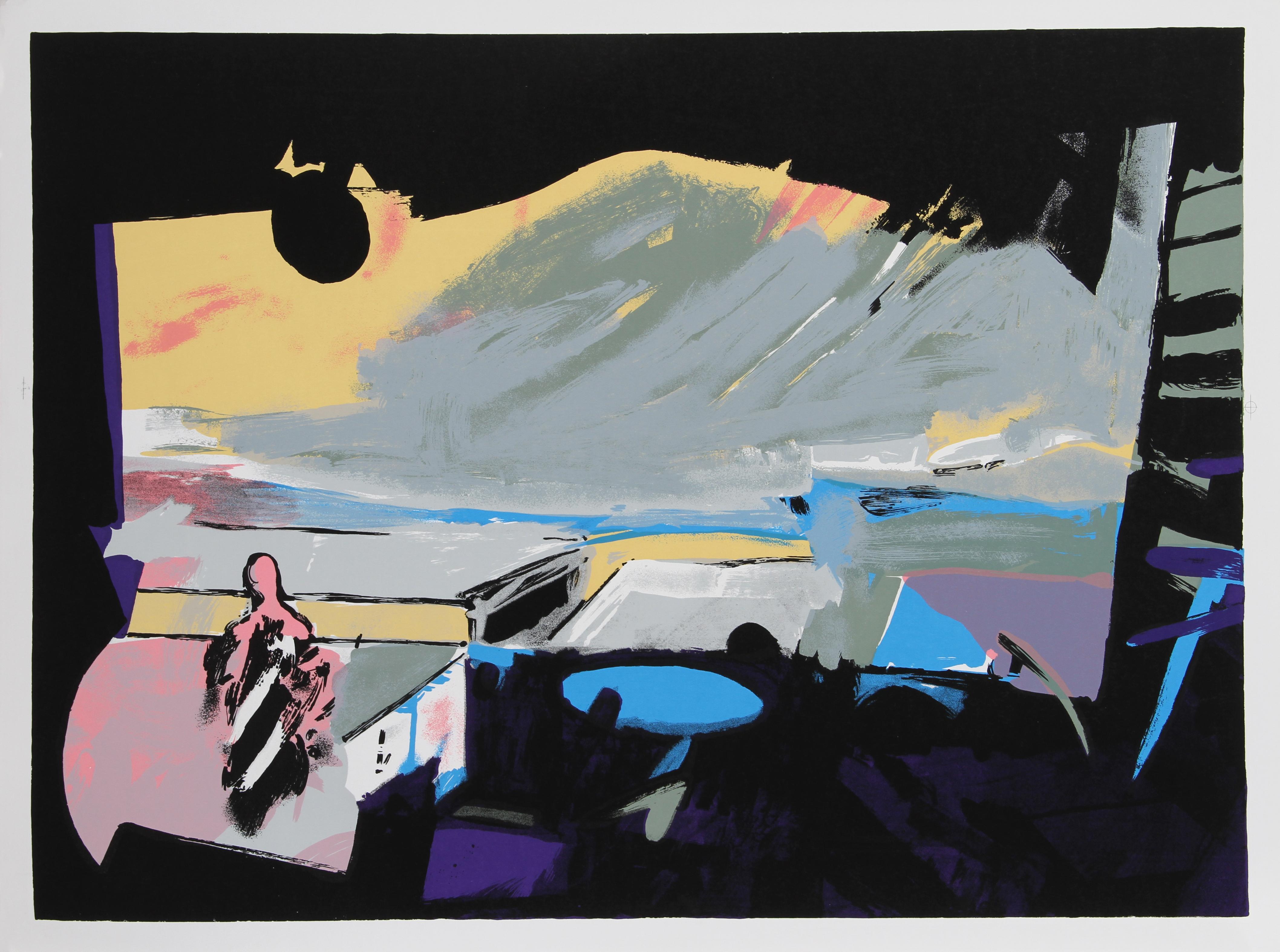 Künstler: John Hultberg
Titel: Weites Fenster I
Jahr: 1977
Medium: Lithographie, mit Bleistift signiert und nummeriert
Auflage: 200
Bildgröße: 24 x 33 Zoll 
Papierformat: 66,04 cm x 88,9 cm (26 in. x 35 in.)