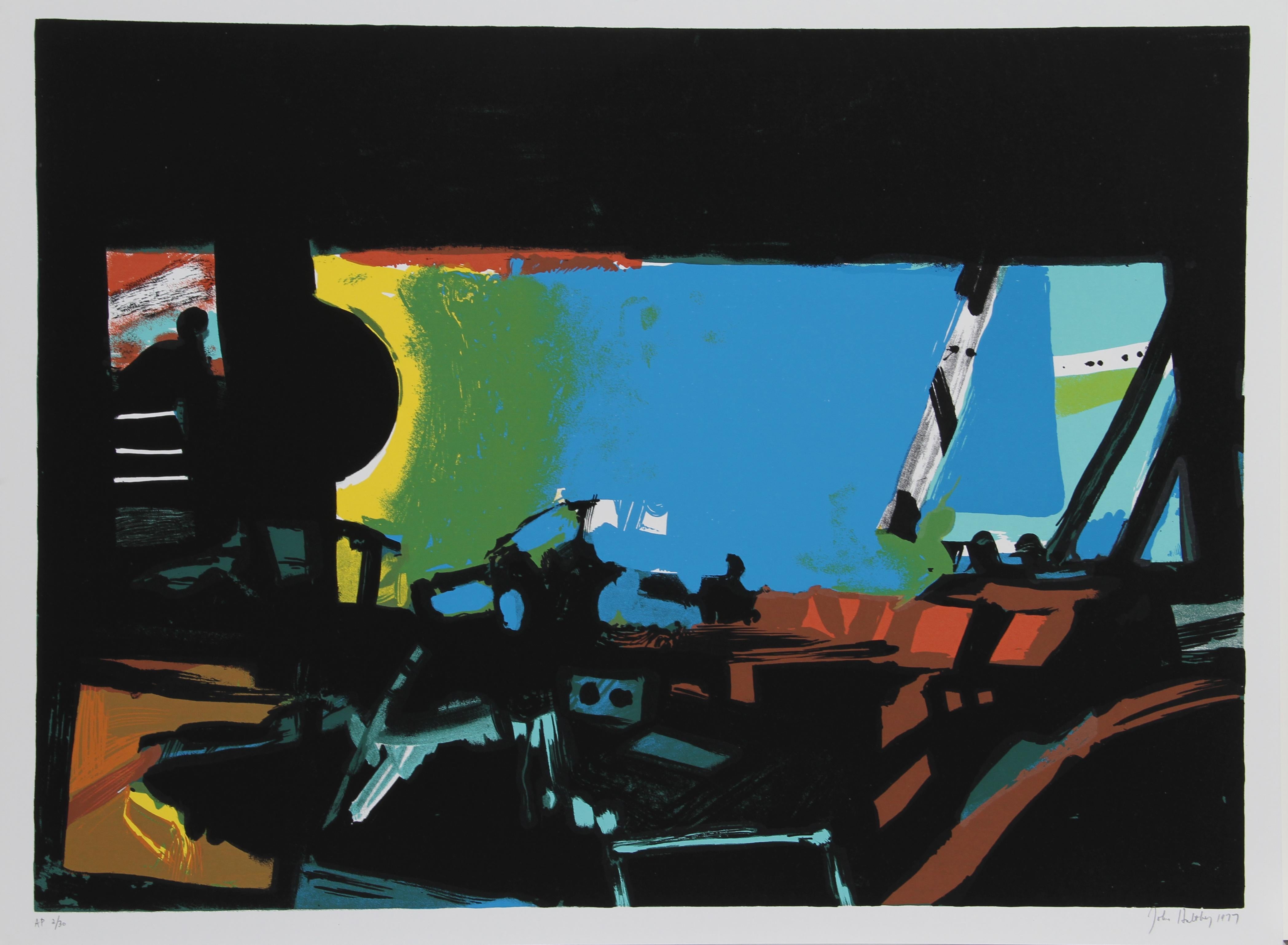 Wide Window II, Surrealist Screenprint by John Hultberg