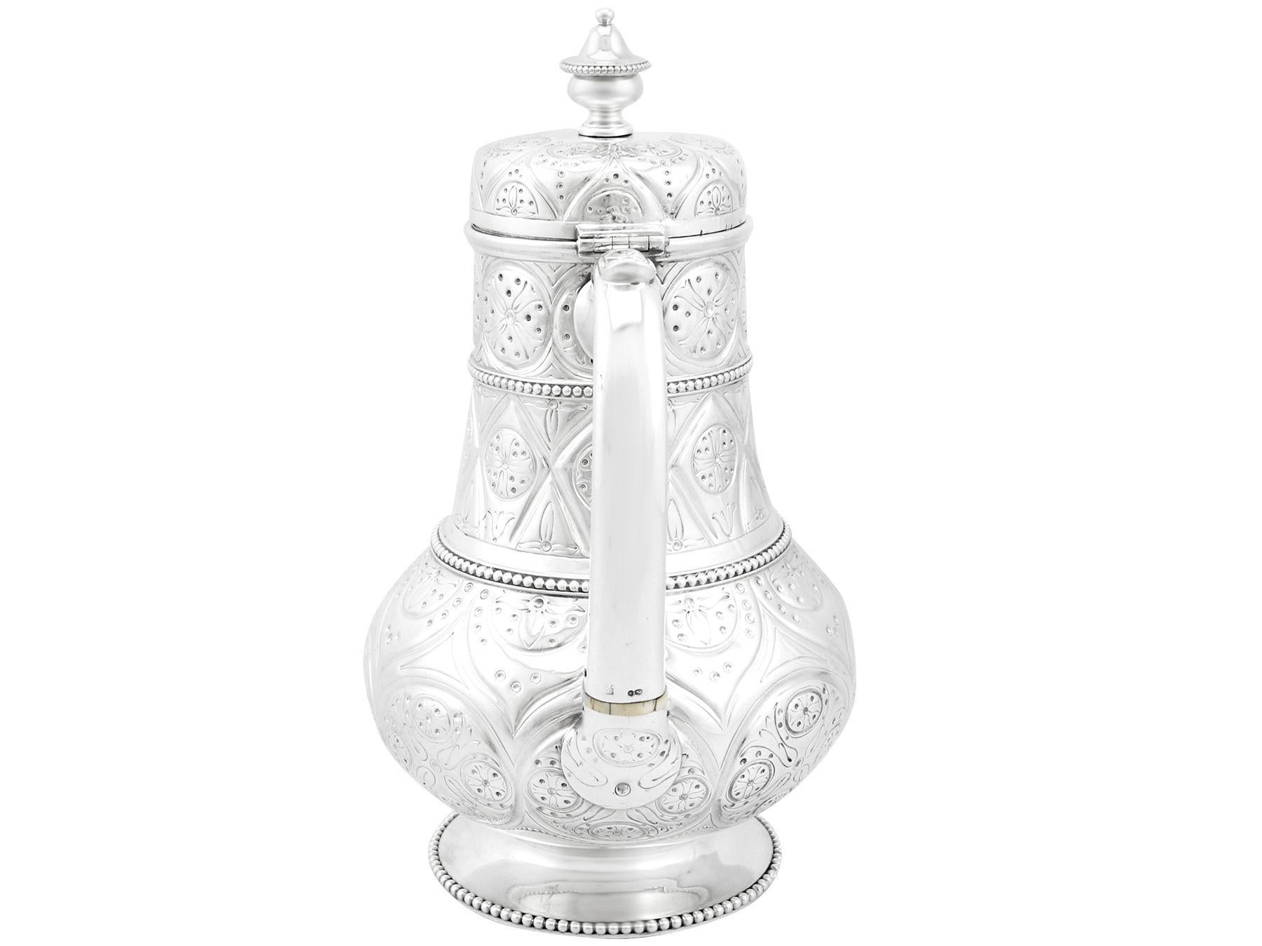 John Hunt & Robert Roskell Cafetera victoriana de plata de ley Británico en venta