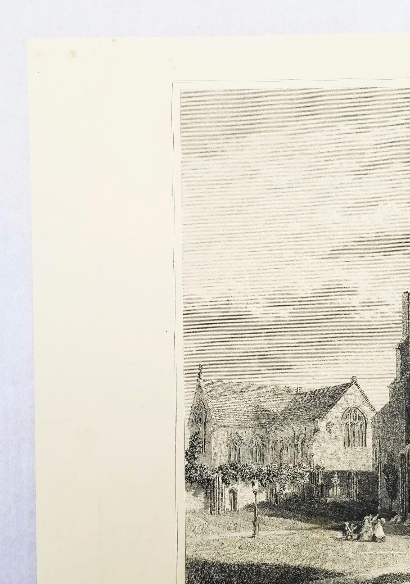 Vista suroeste de la iglesia de la abadía de Sherborne /// Historia del grabado inglés de Dorset - Landscape Print Gris de John Hutchins