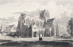 Vista suroeste de la iglesia de la abadía de Sherborne /// Historia del grabado inglés de Dorset