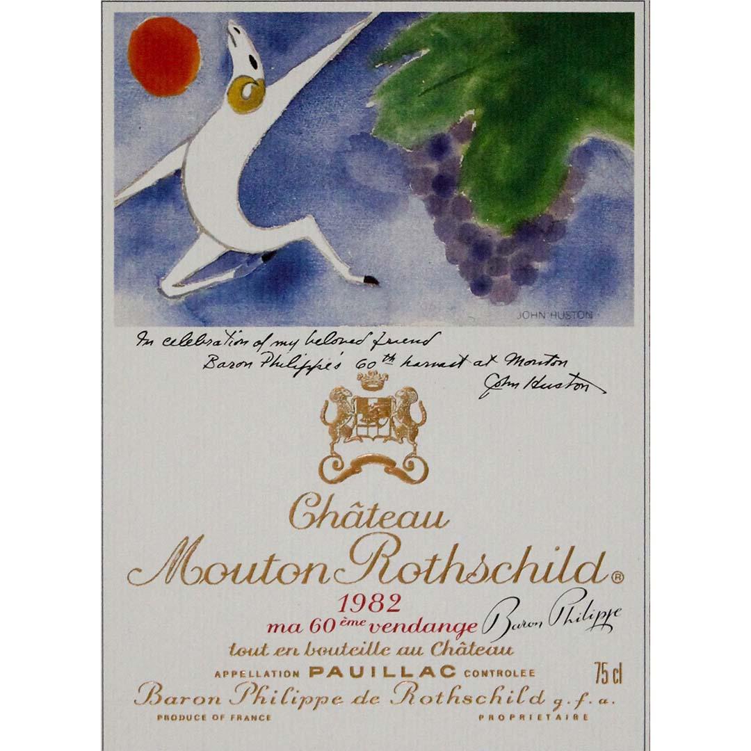 Label du Château Mouton Rothschild 1982, conçu par l'artiste John Hutson en vente 2