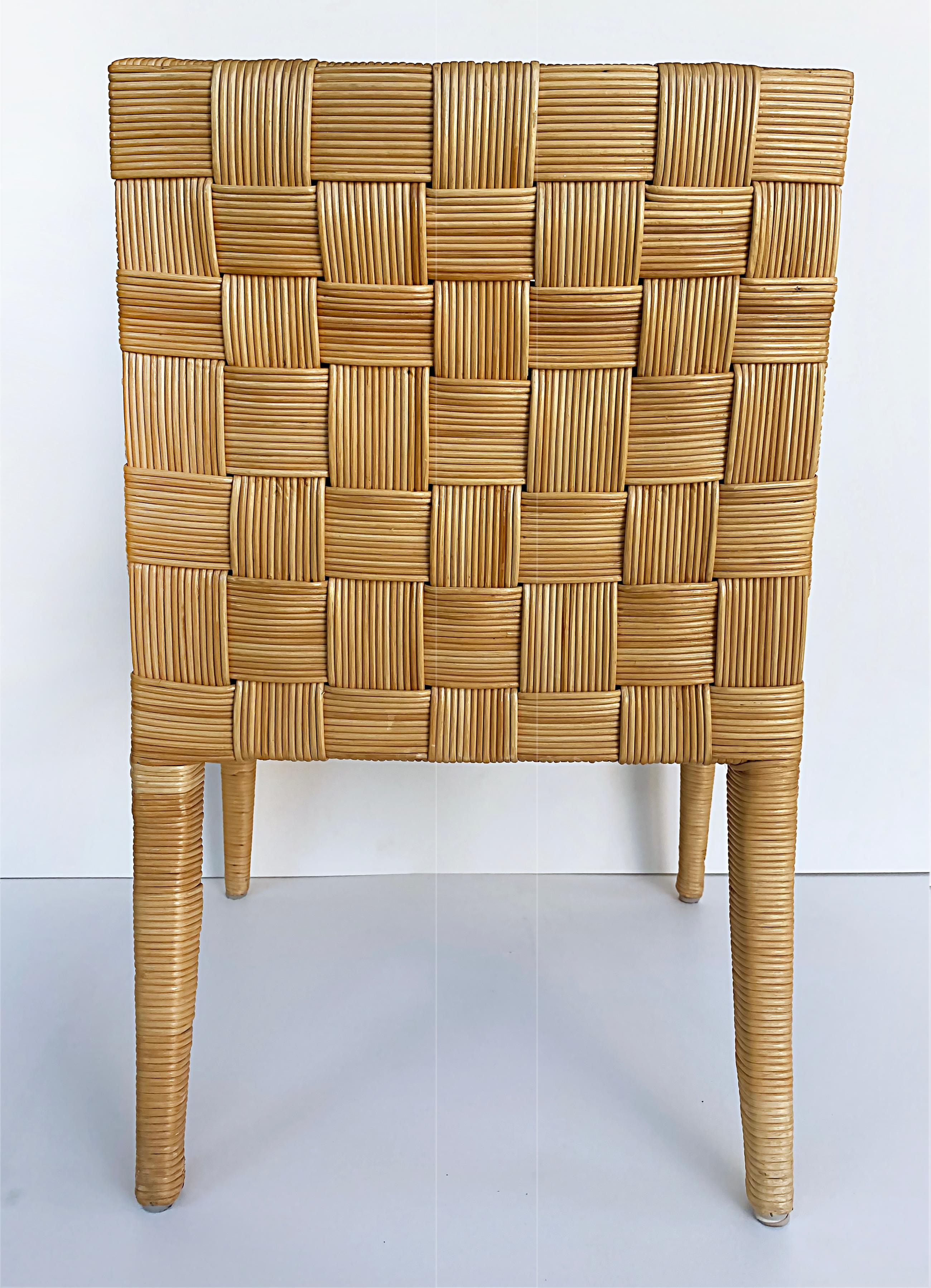 John Hutton Donghia Block Island Armchairs, Leather Seats, Set of 4 1