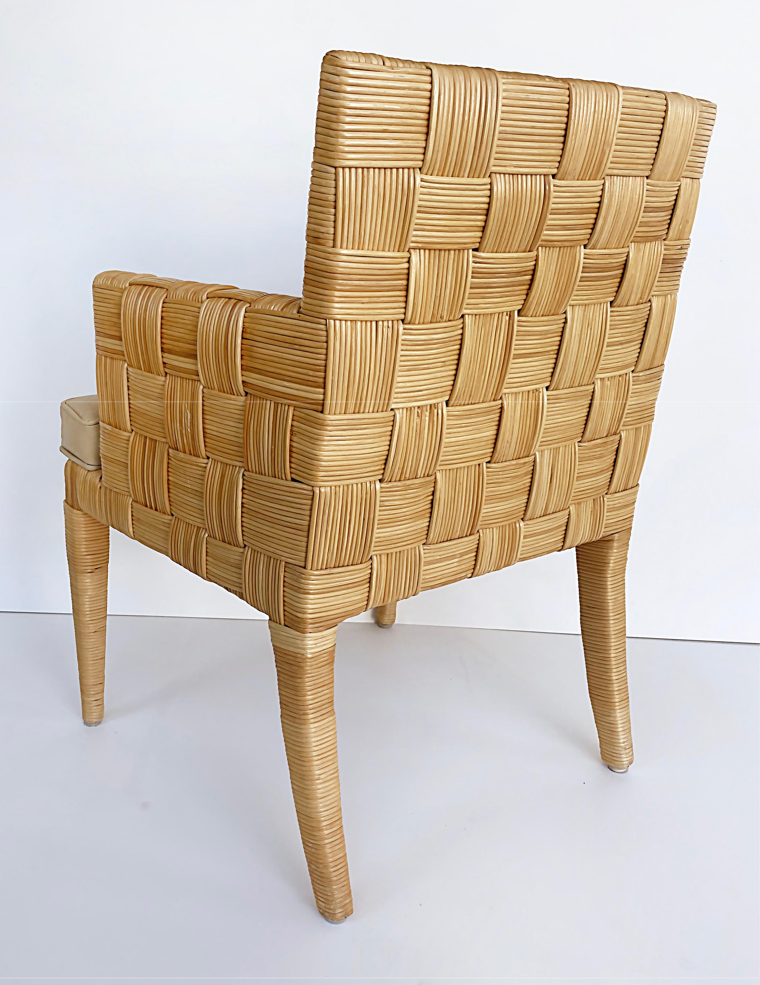 John Hutton Donghia Block Island Armchairs, Leather Seats, Set of 4 2