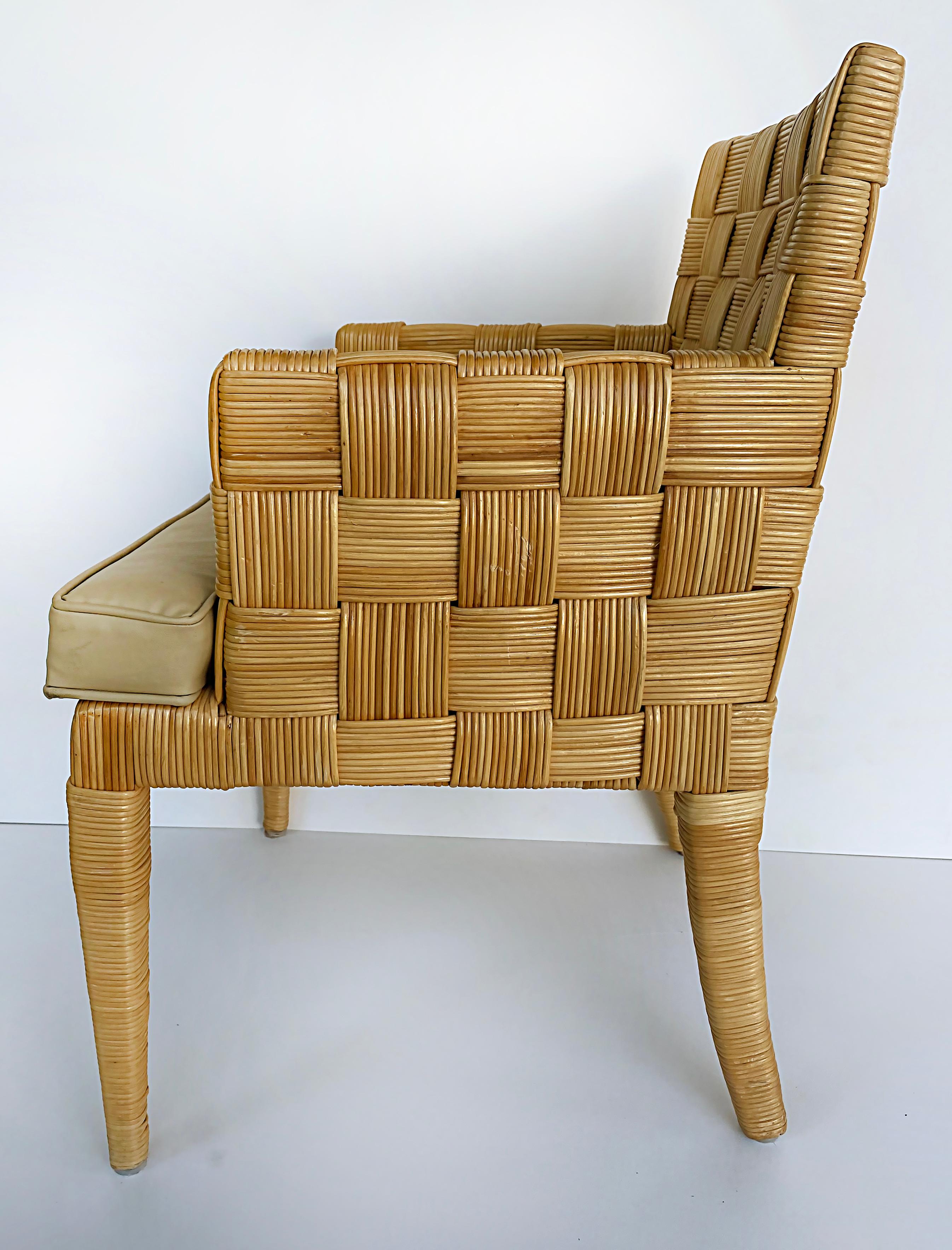 John Hutton Donghia Block Island Armchairs, Leather Seats, Set of 4 3
