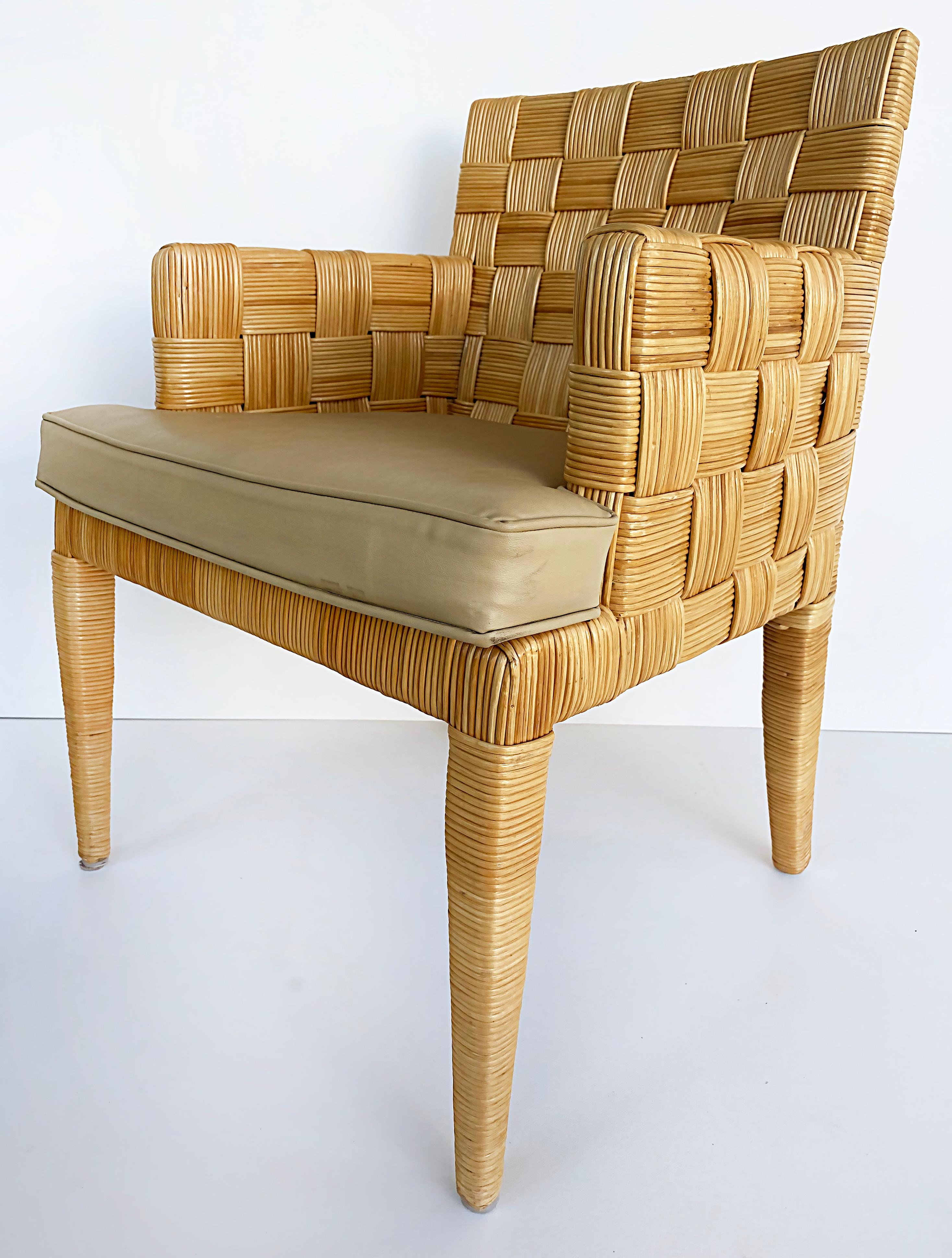John Hutton Donghia Block Island Armchairs, Leather Seats, Set of 4 4