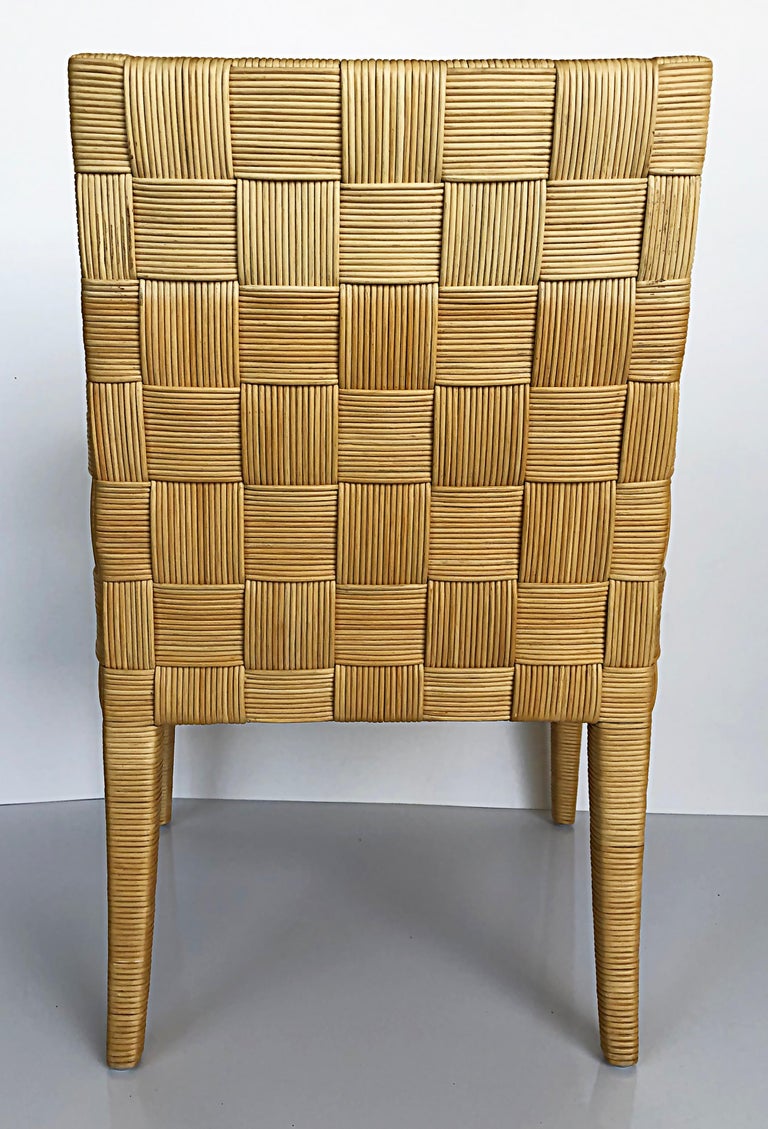 John Hutton Donghia Block Island Rattan Dining Chairs Set, 2 Arms, 6 Sides For Sale 4