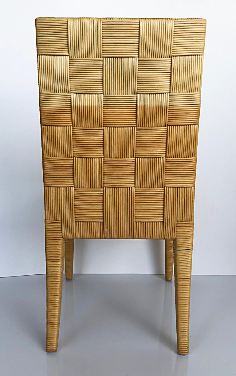 John Hutton Donghia Block Island Rattan Dining Chairs Set, 2 Arms, 6 Sides For Sale 9