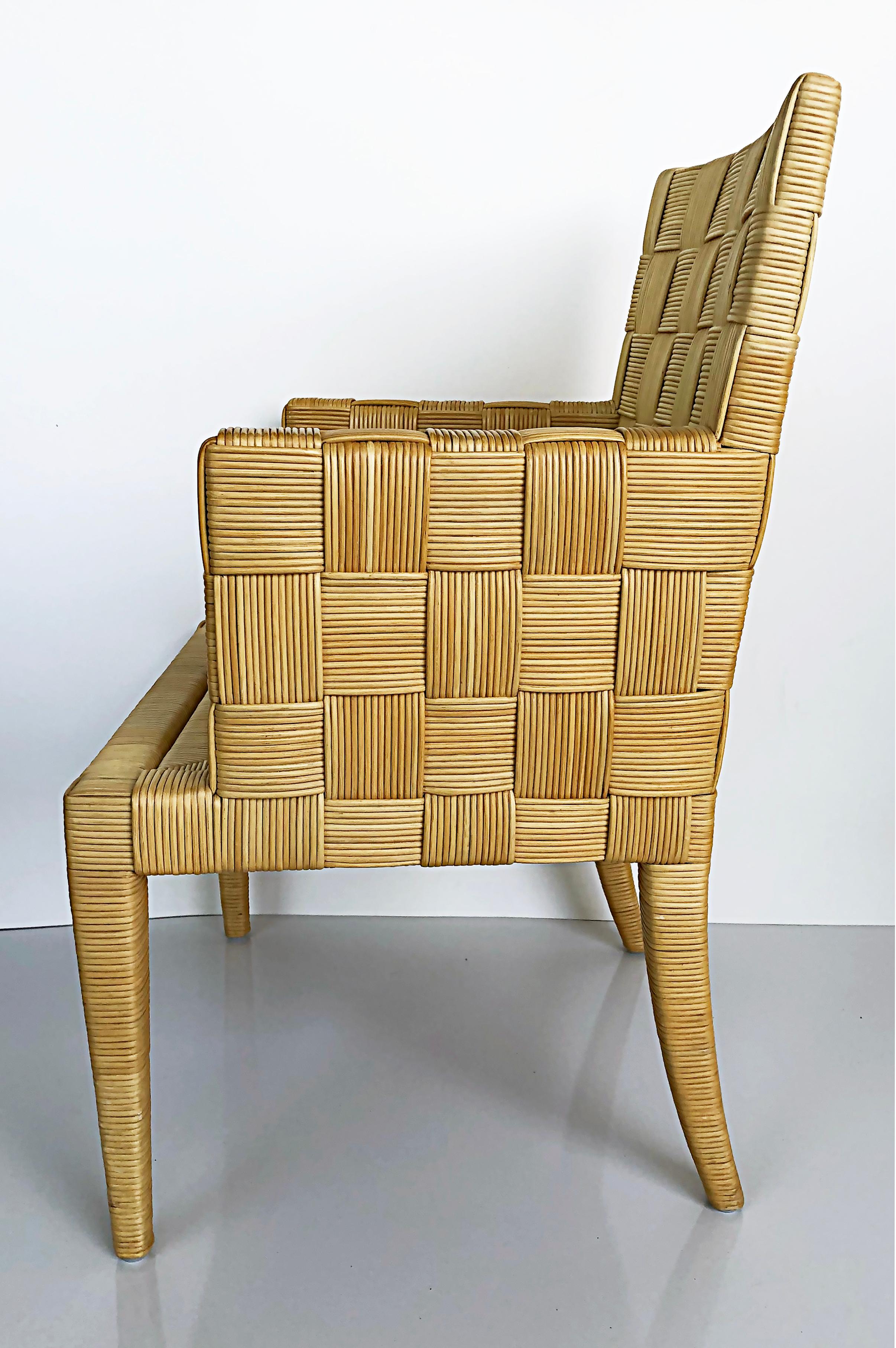 John Hutton Donghia Block Island Rattan Dining Chairs Set, 2 Arms, 6 Sides 2