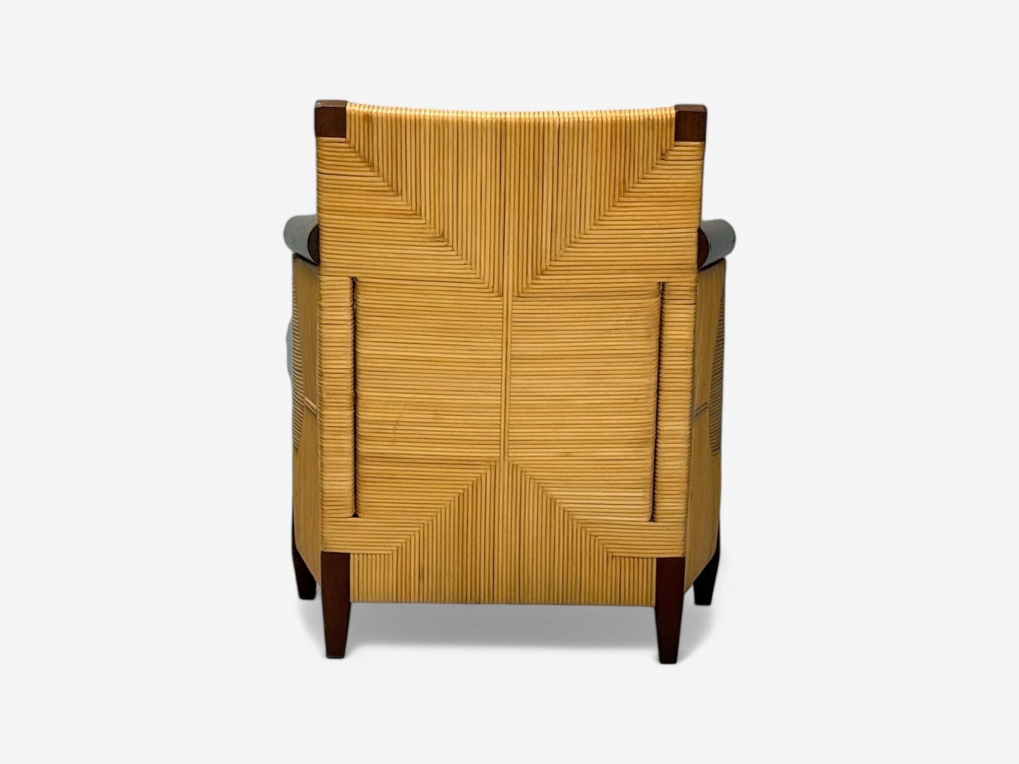John Hutton, Donghia, Mahogany, Wicker Cane, Merbau Lounge Chairs, USA, 1995 en vente 1