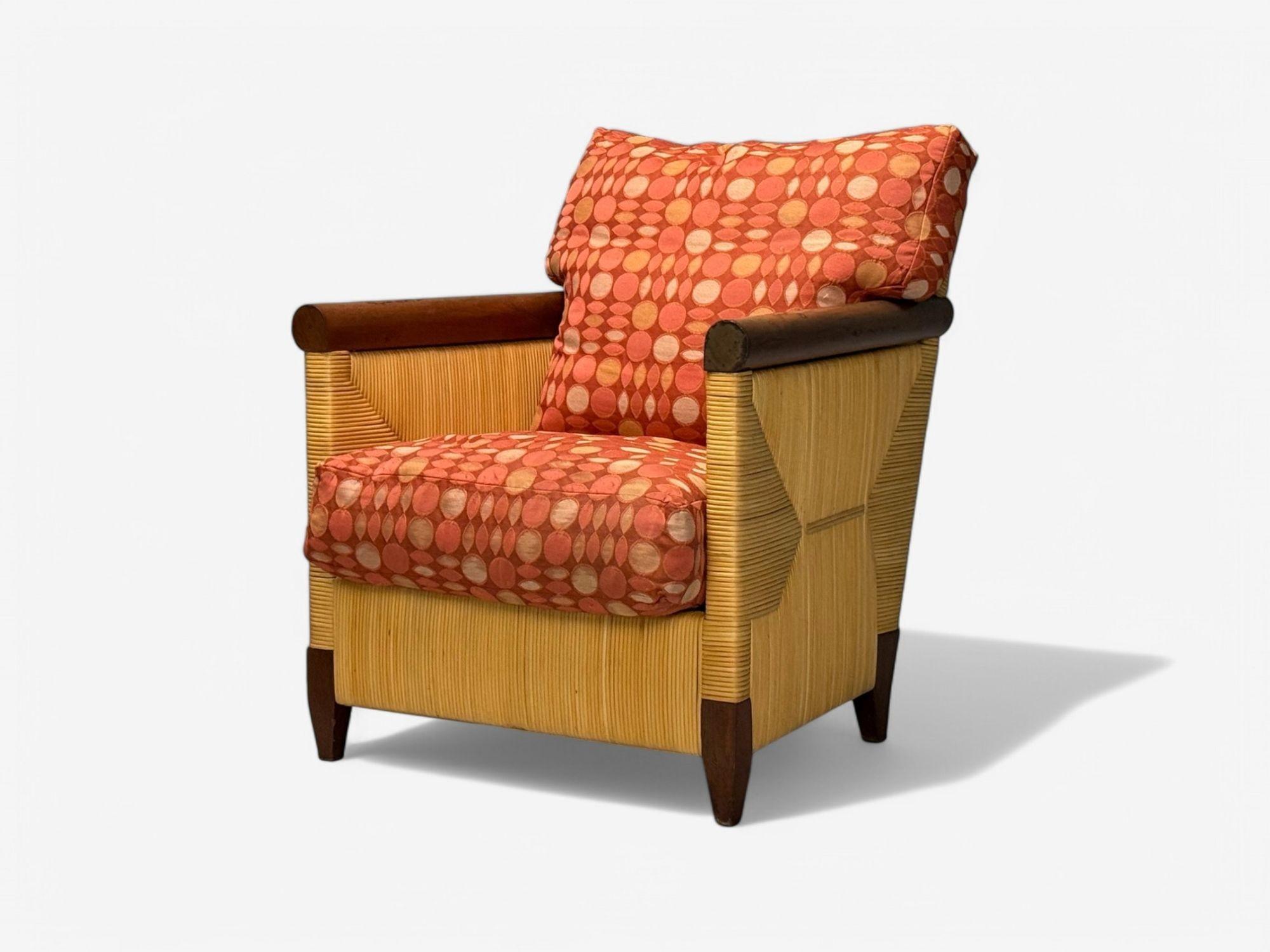 John Hutton, Donghia, Mahogany, Wicker Cane, Merbau Lounge Chairs, USA, 1995 en vente 2