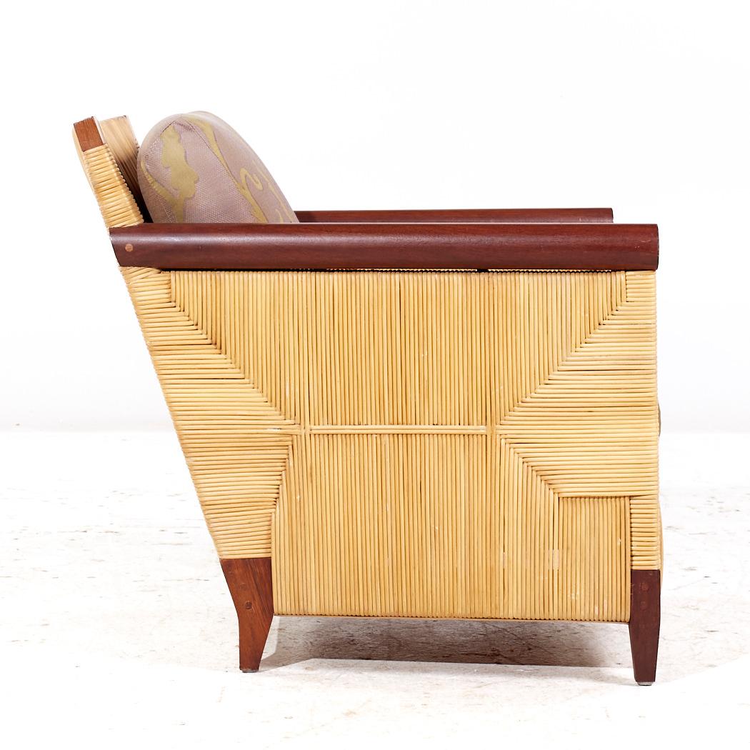 John Hutton Donghia Merbau Collection'S Sedie Club in mogano e rattan - Coppia in vendita 3
