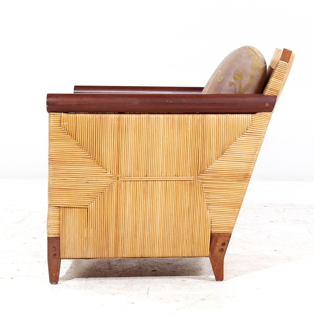 John Hutton Donghia Merbau Collection'S Sedie Club in mogano e rattan - Coppia in vendita 4