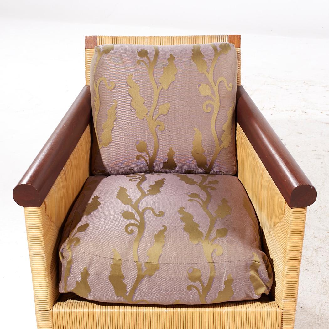 John Hutton Donghia Merbau Collection'S Sedie Club in mogano e rattan - Coppia in vendita 5