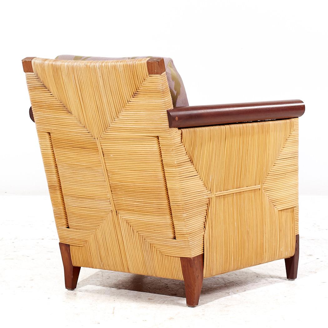 Tappezzeria John Hutton Donghia Merbau Collection'S Sedie Club in mogano e rattan - Coppia in vendita