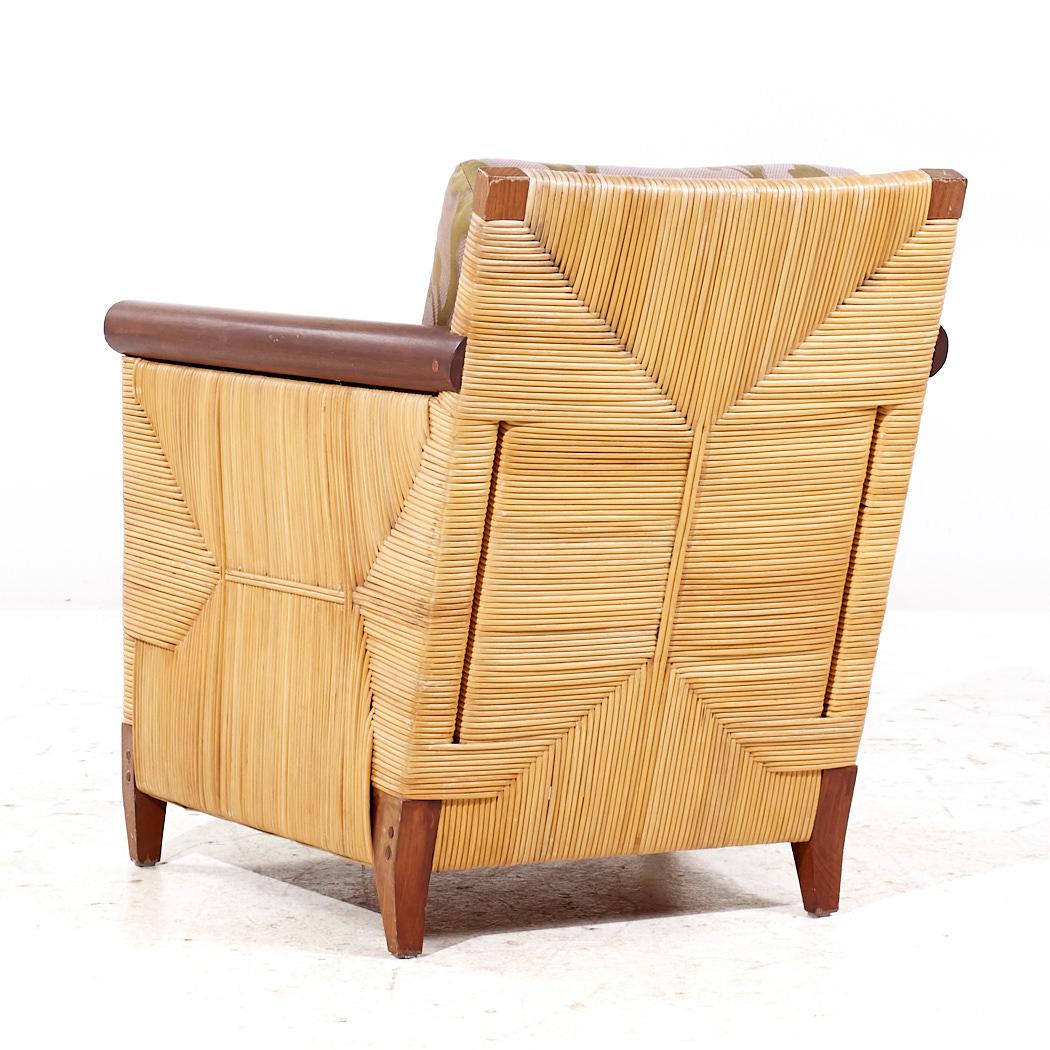 John Hutton Donghia Merbau Collection'S Sedie Club in mogano e rattan - Coppia in vendita 2