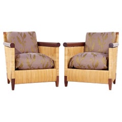 John Hutton Donghia Merbau Collection MCM Sillones de caoba y ratán - Pareja