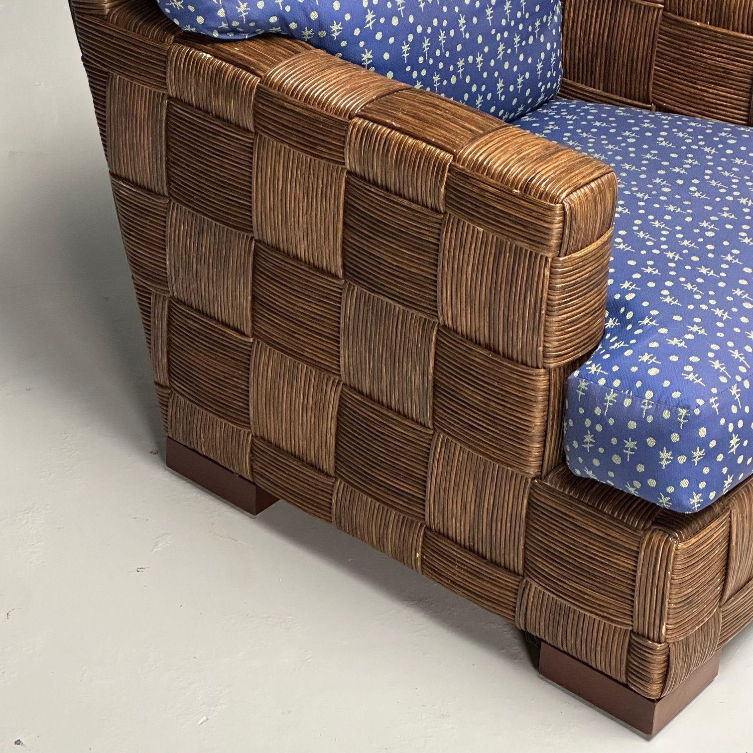 John Hutton, Donghia, chaises longues surdimensionnées, canne tissée, acajou, États-Unis, années 1990 en vente 3