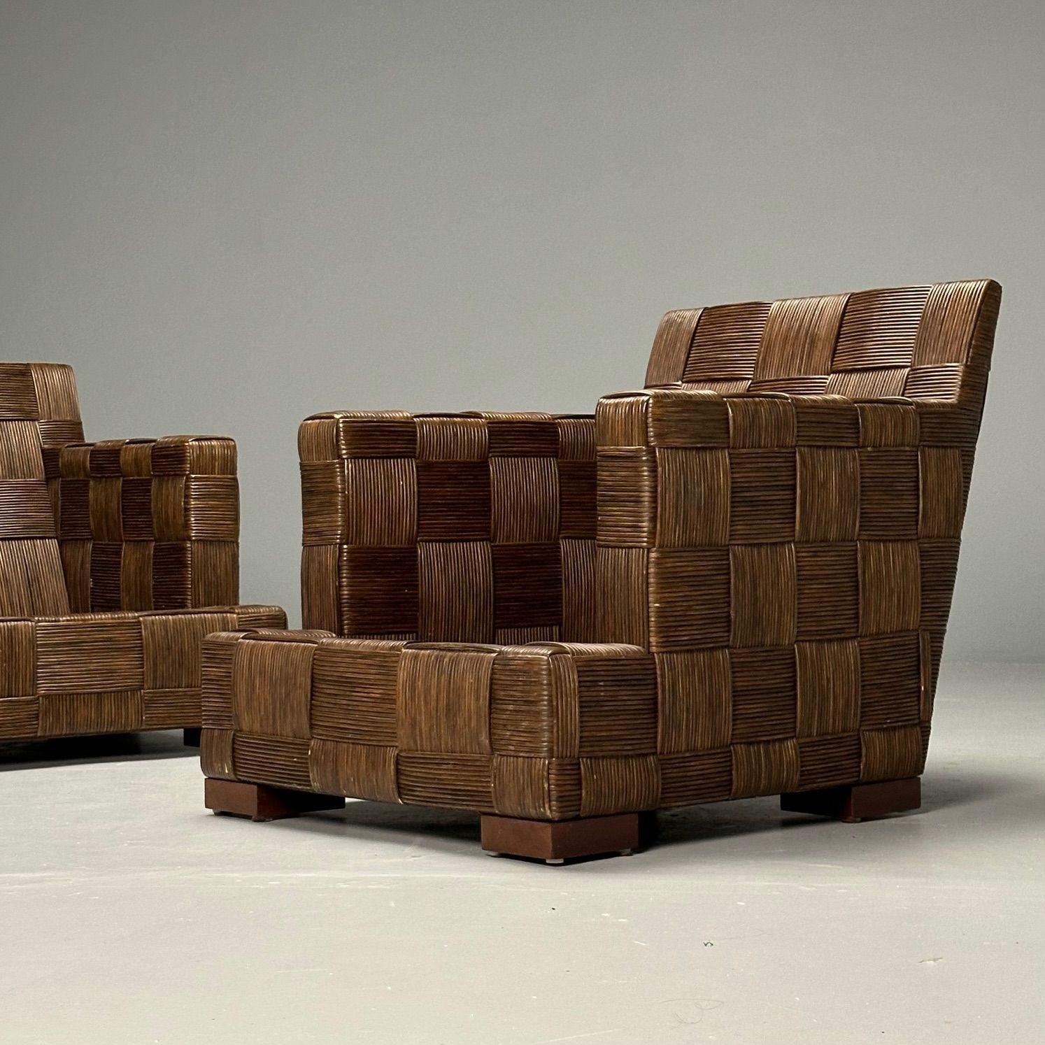 John Hutton, Donghia, chaises longues surdimensionnées, canne tissée, acajou, États-Unis, années 1990 en vente 7