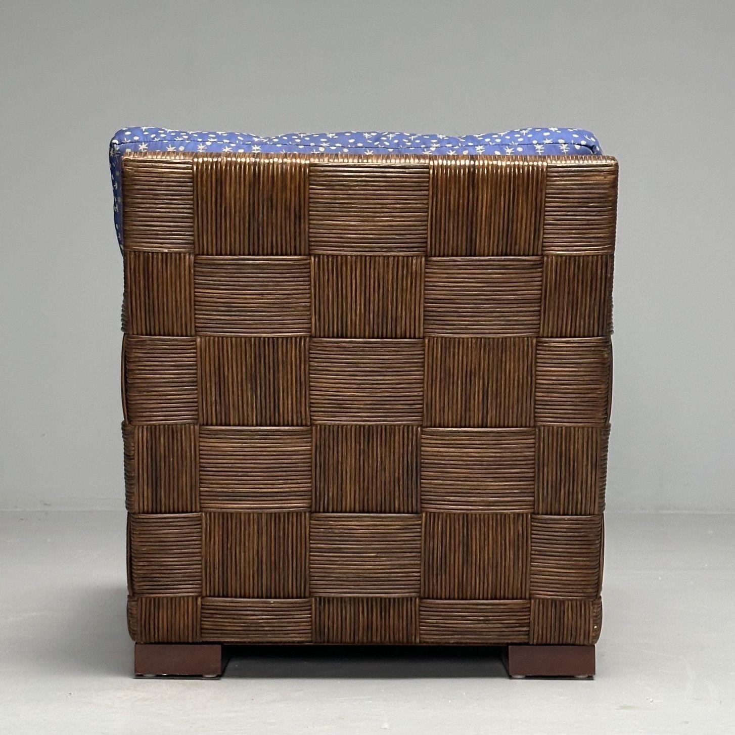 John Hutton, Donghia, chaises longues surdimensionnées, canne tissée, acajou, États-Unis, années 1990 en vente 8