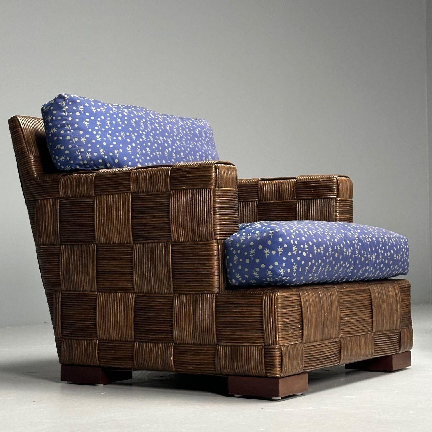 Fin du 20e siècle John Hutton, Donghia, chaises longues surdimensionnées, canne tissée, acajou, États-Unis, années 1990 en vente