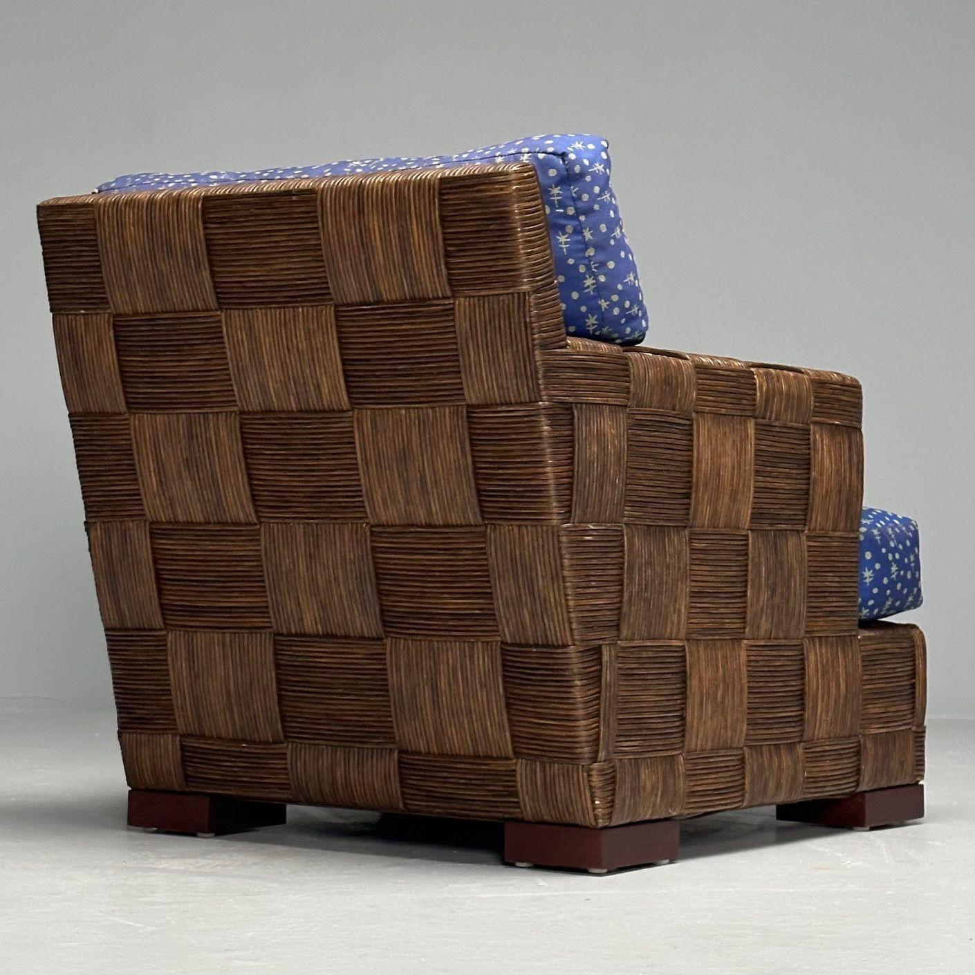 John Hutton, Donghia, chaises longues surdimensionnées, canne tissée, acajou, États-Unis, années 1990 en vente 1