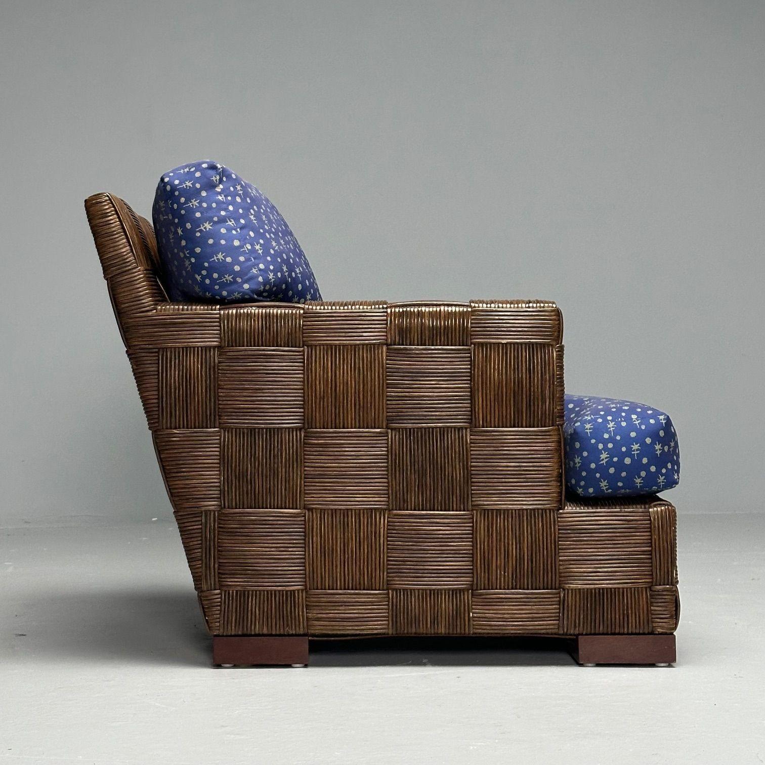 John Hutton, Donghia, chaises longues surdimensionnées, canne tissée, acajou, États-Unis, années 1990 en vente 2