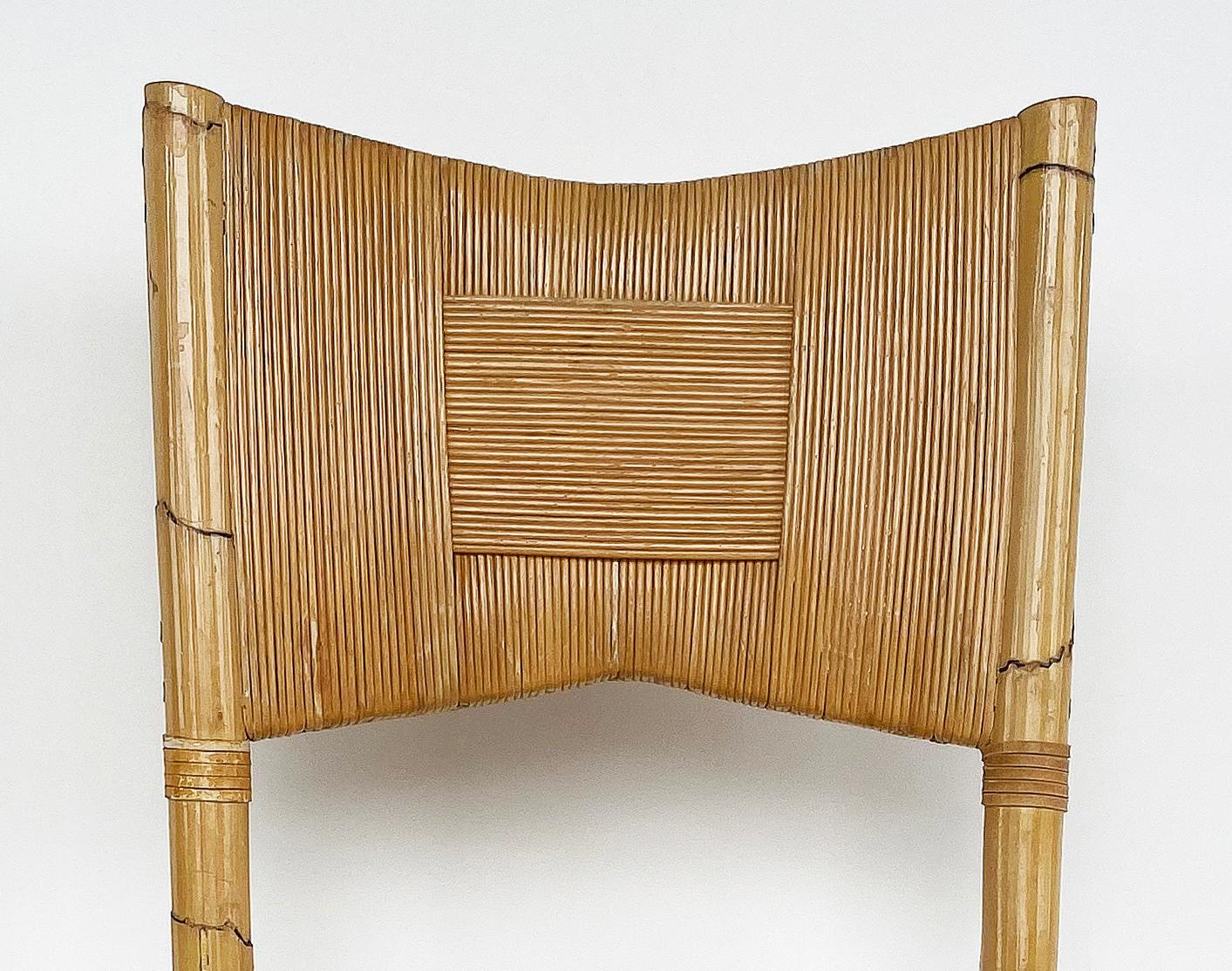 John Hutton Donghia Rattan Dining Chairs Set with Cowtan & Tout Fabric 2