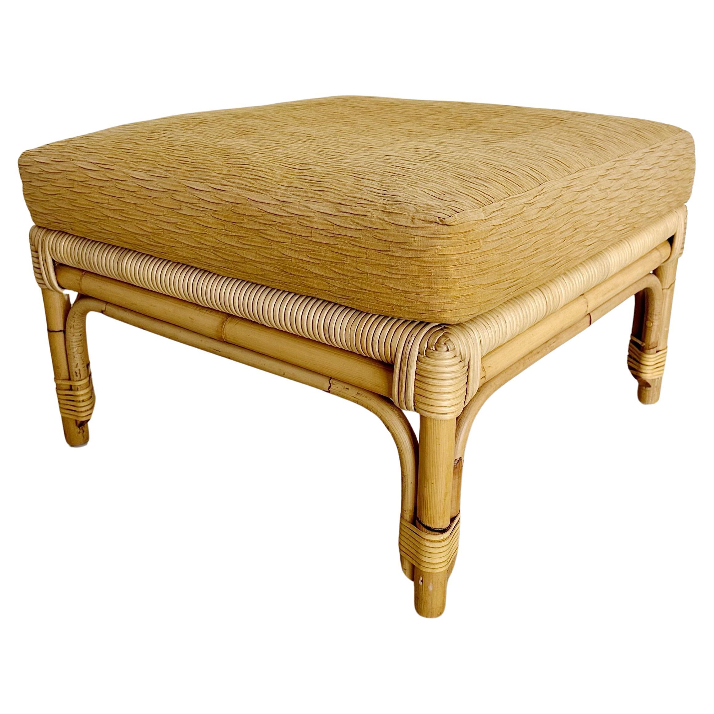 Ottomanehocker aus Bambus und umwickeltem Rattan von John Hutton für Donghia, 1980er Jahre