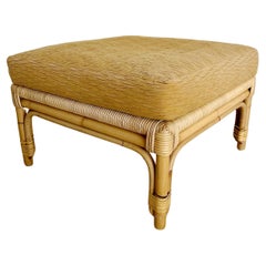 John Hutton for Donghia Bamboo and Wrapped Rattan Ottoman Stool, 1980s