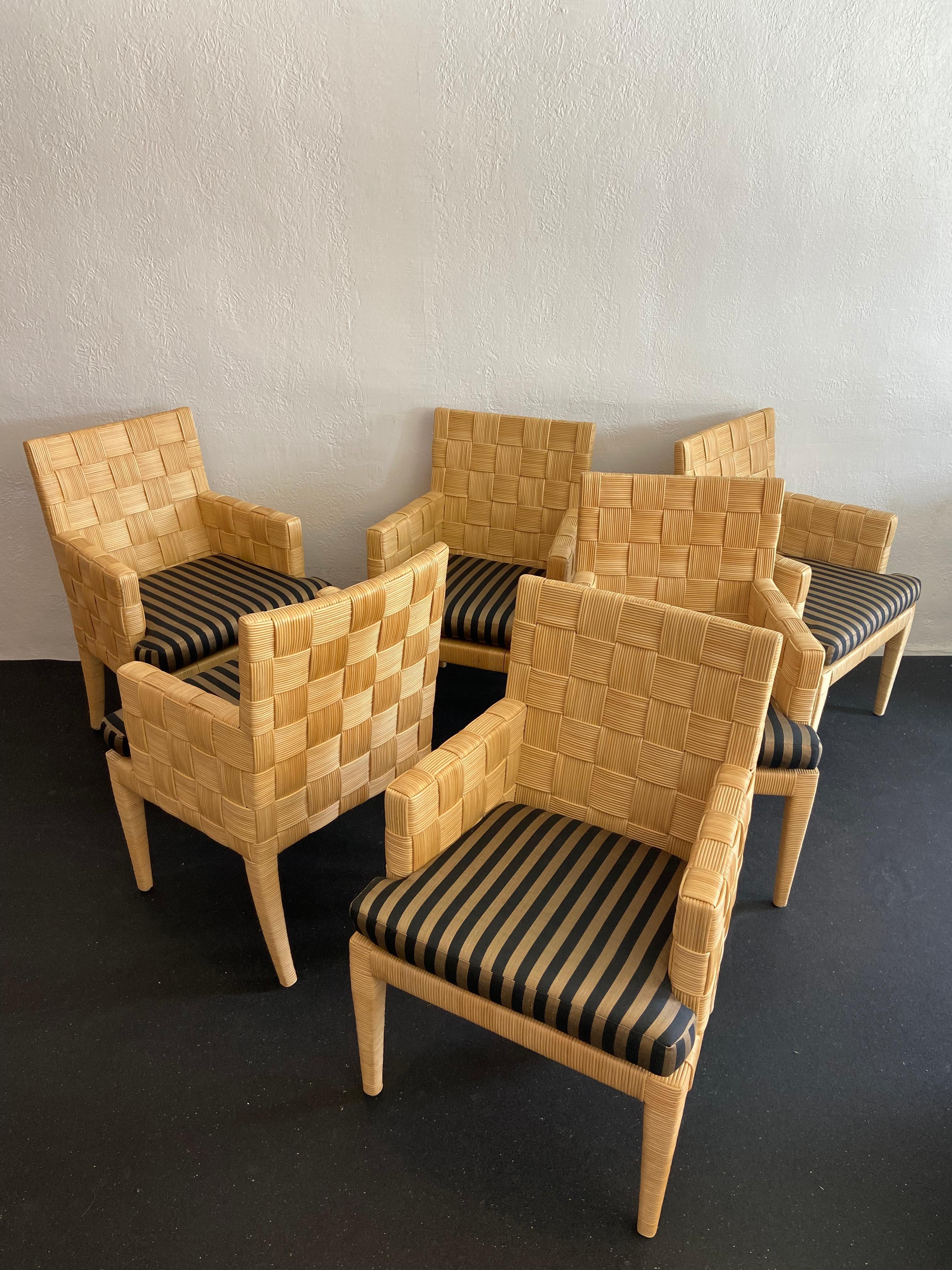 Late 20th Century John Hutton for Donghia Block Island Armchairs, Set of 6