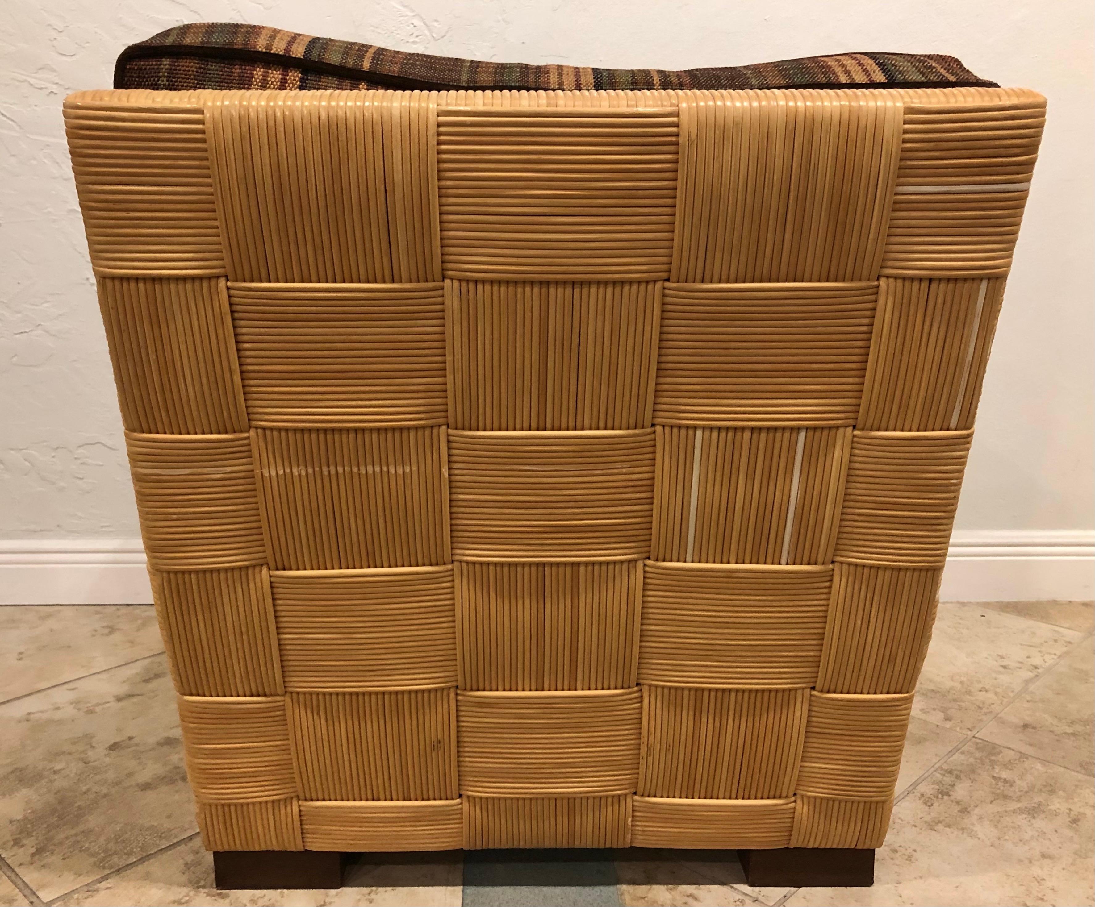 American John Hutton for Donghia Block Island Collection Rattan Armchair & Ottoman