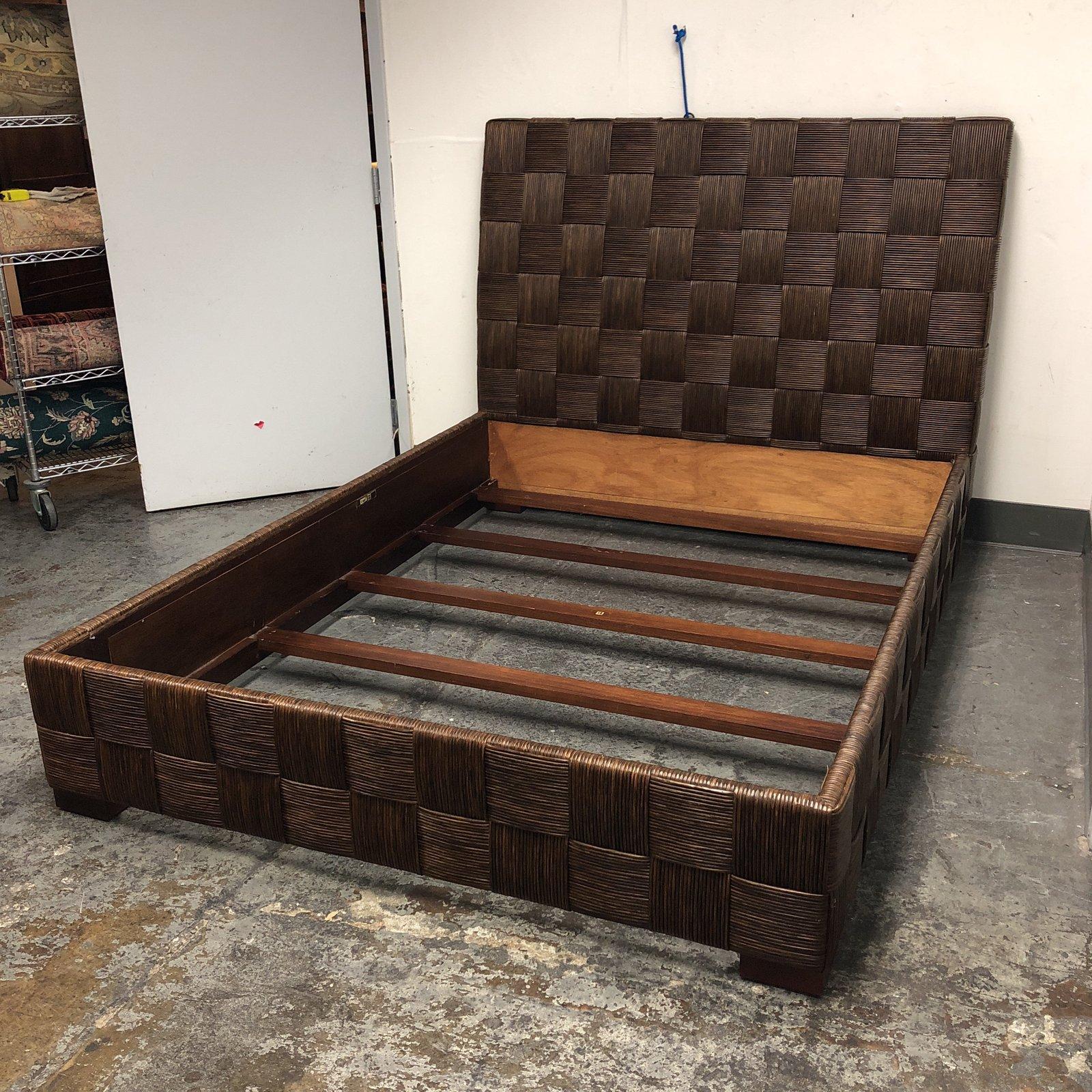 Wicker John Hutton for Donghia Block Island Tobacco Queen-Size Bed Frame For Sale
