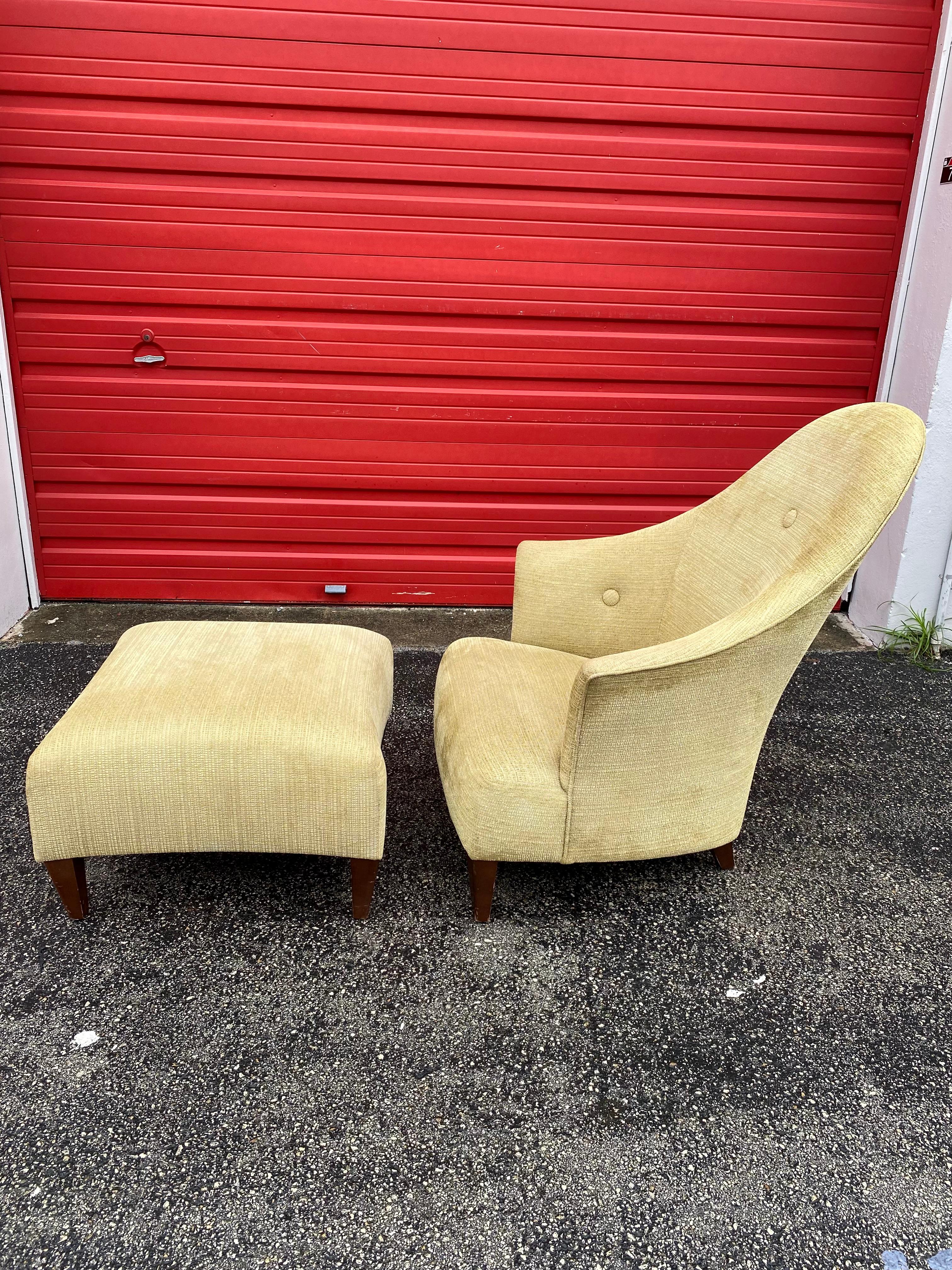 Moderne Chaise et repose-pieds « Ghost » de John Hutton pour Donghia, lot de 2 en vente