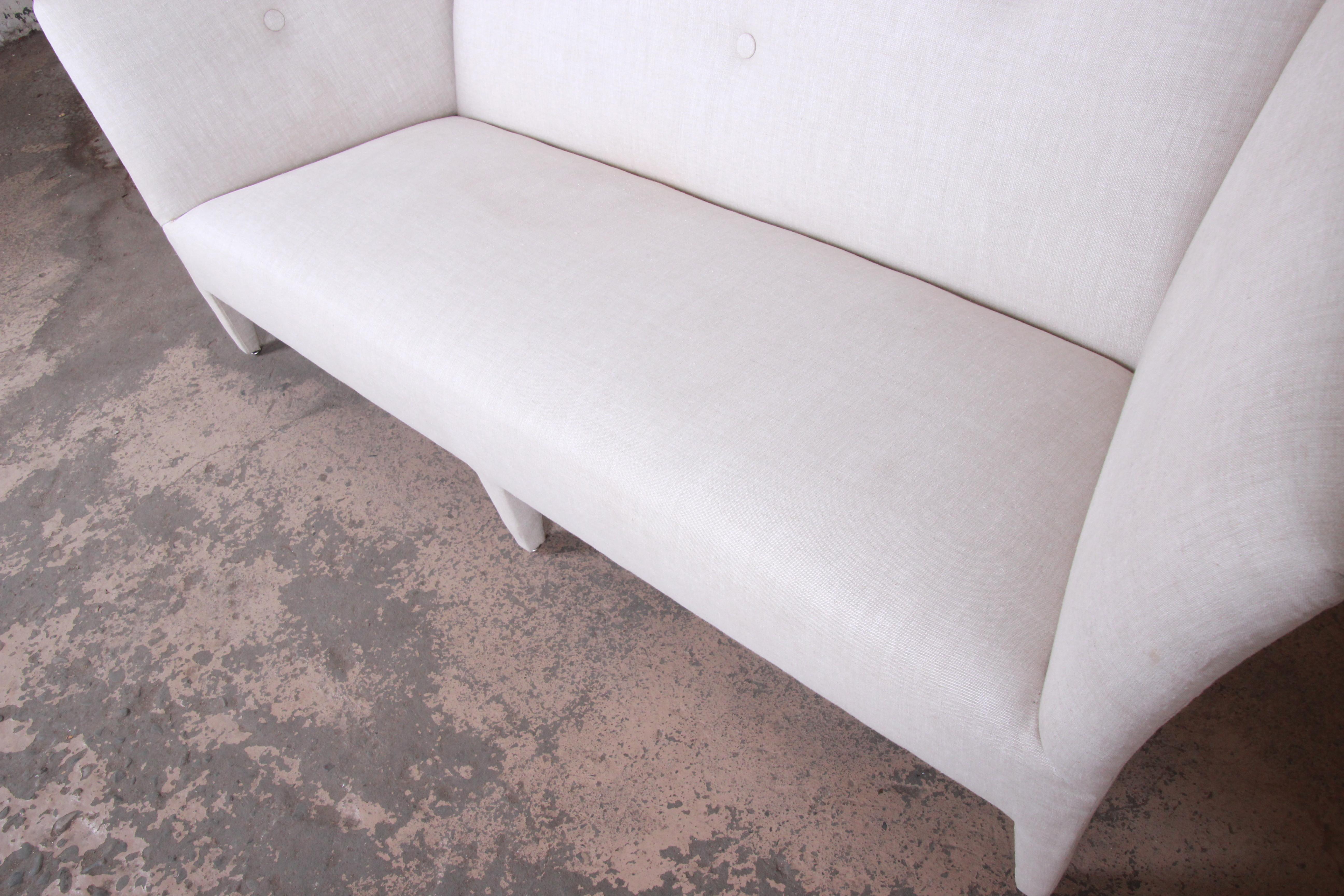 Modern John Hutton for Donghia Linen Upholstered Spirit Sofa, circa 1980s For Sale