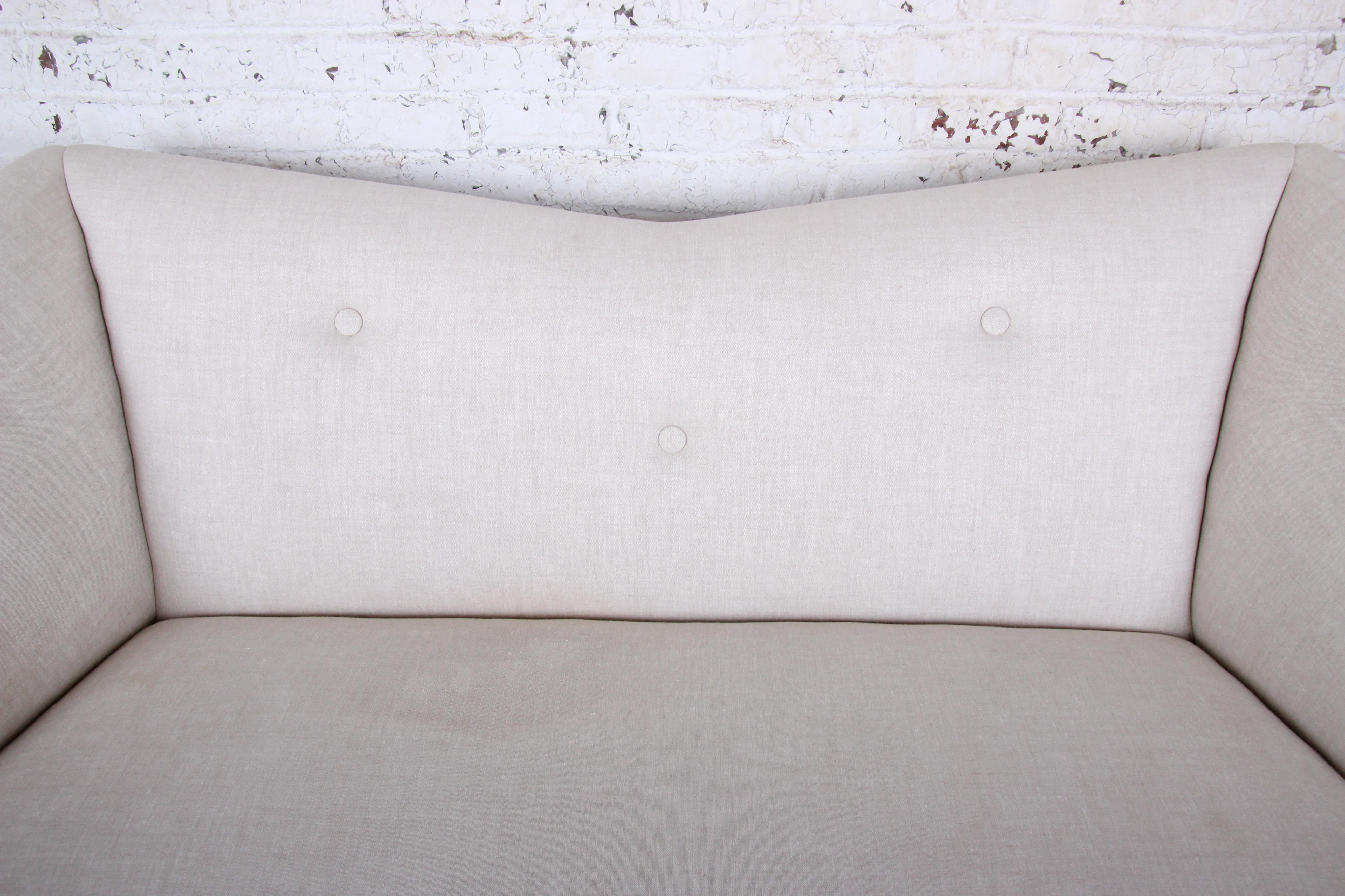 American John Hutton for Donghia Linen Upholstered Spirit Sofa, circa 1980s For Sale