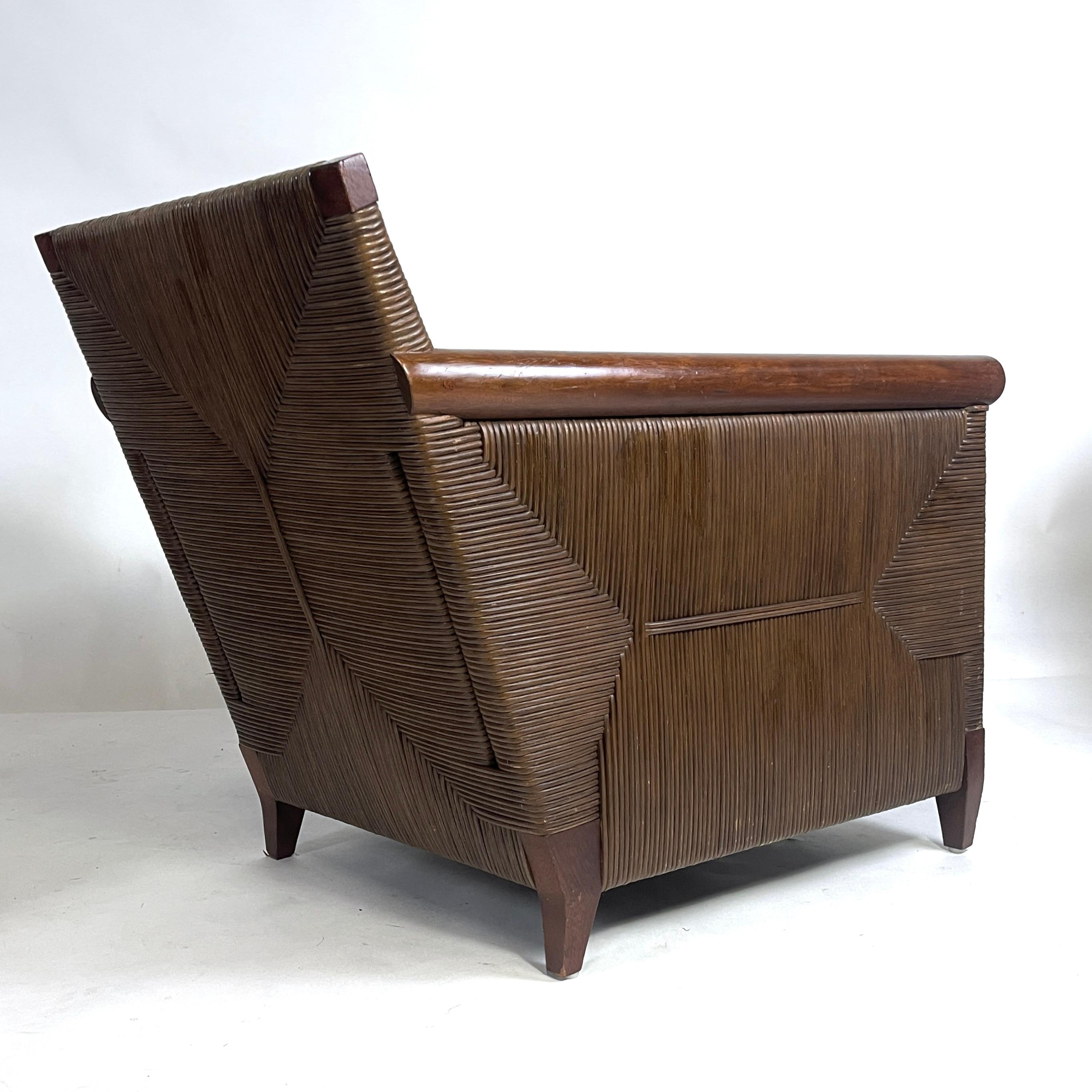 JOHN HUTTON for DONGHIA 'Merbau' Woven Cane Lounge Chairs, Priced per Chair For Sale 5