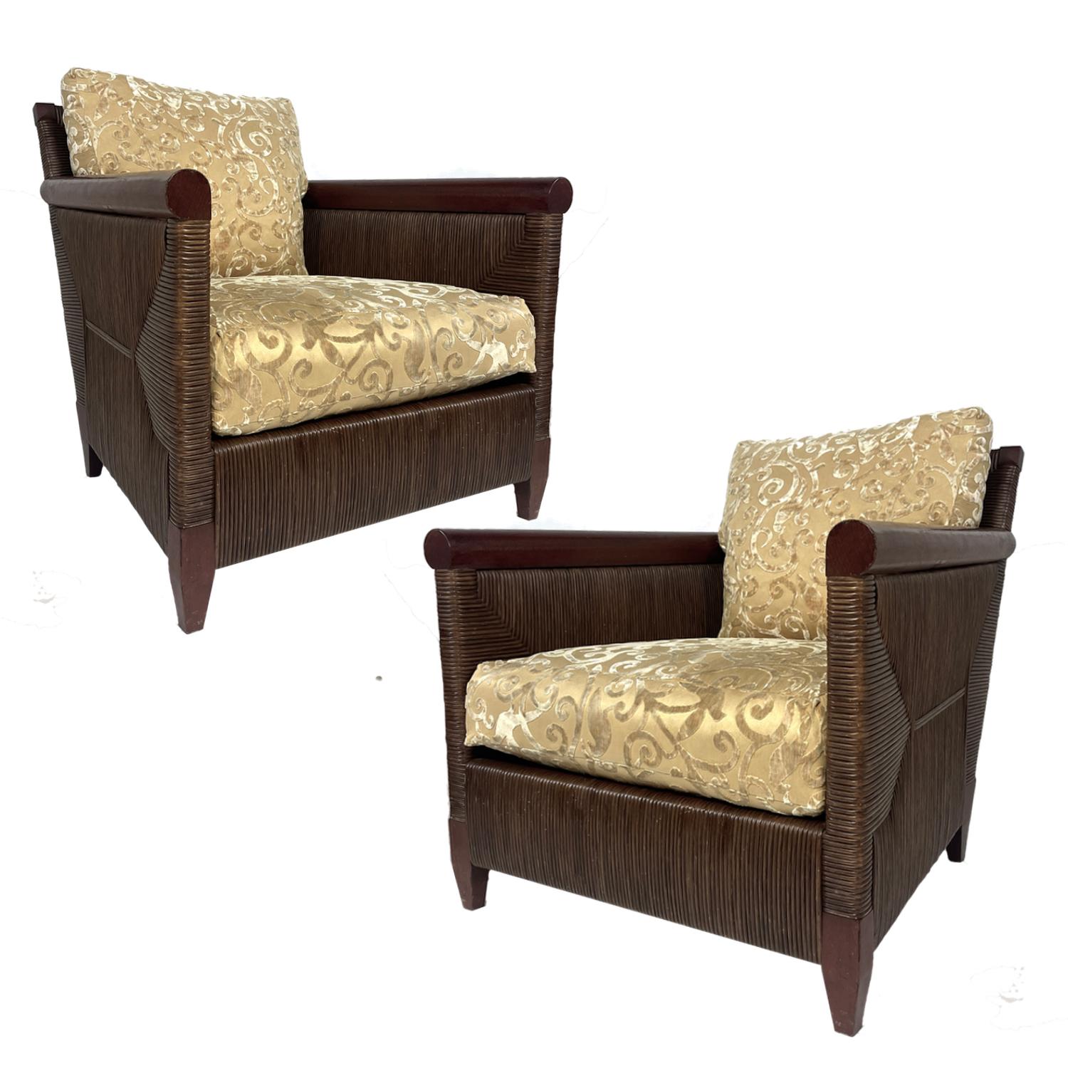 JOHN HUTTON for DONGHIA 'Merbau' Woven Cane Lounge Chairs, Priced per Chair For Sale 10