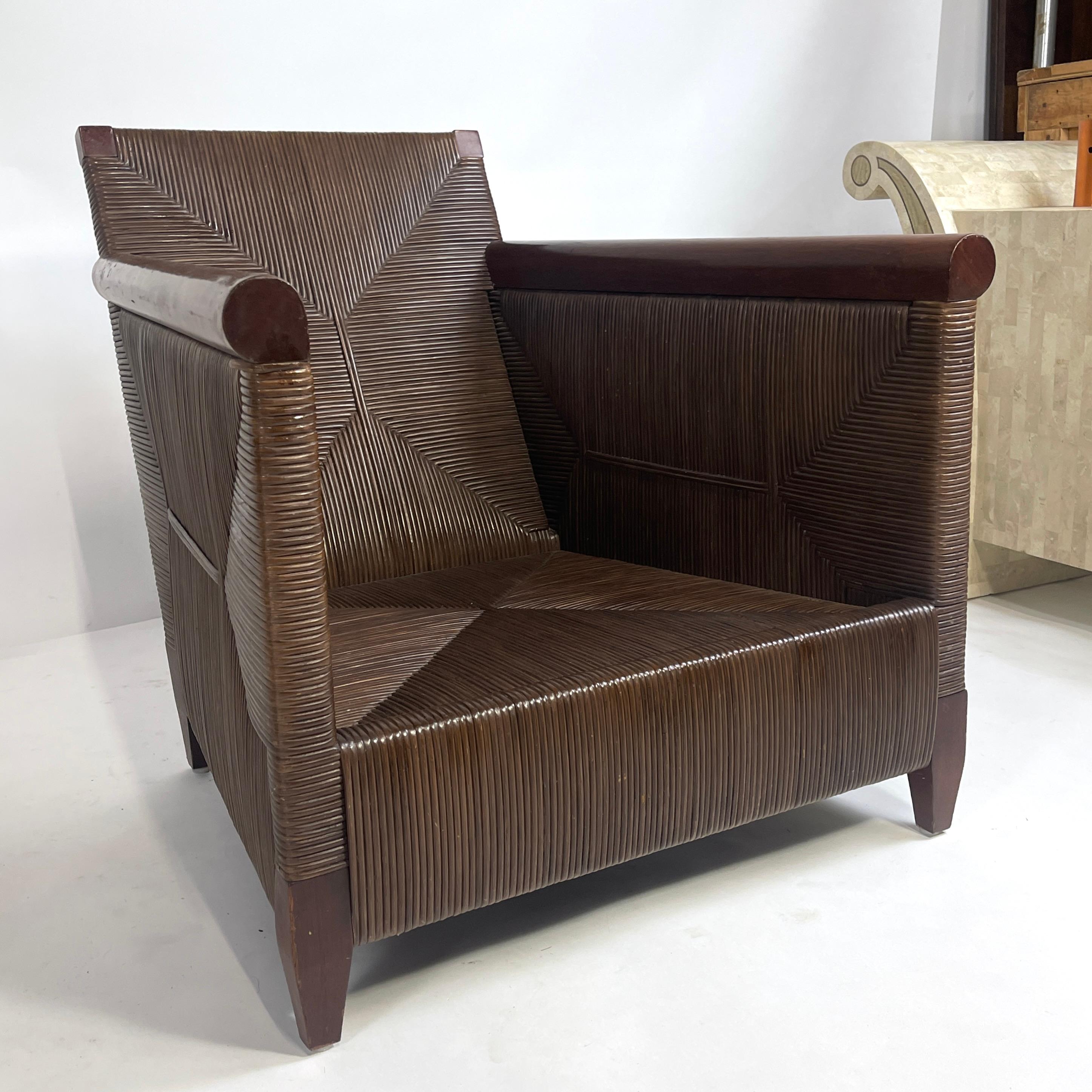 Wicker JOHN HUTTON for DONGHIA 'Merbau' Woven Cane Lounge Chairs, Priced per Chair For Sale