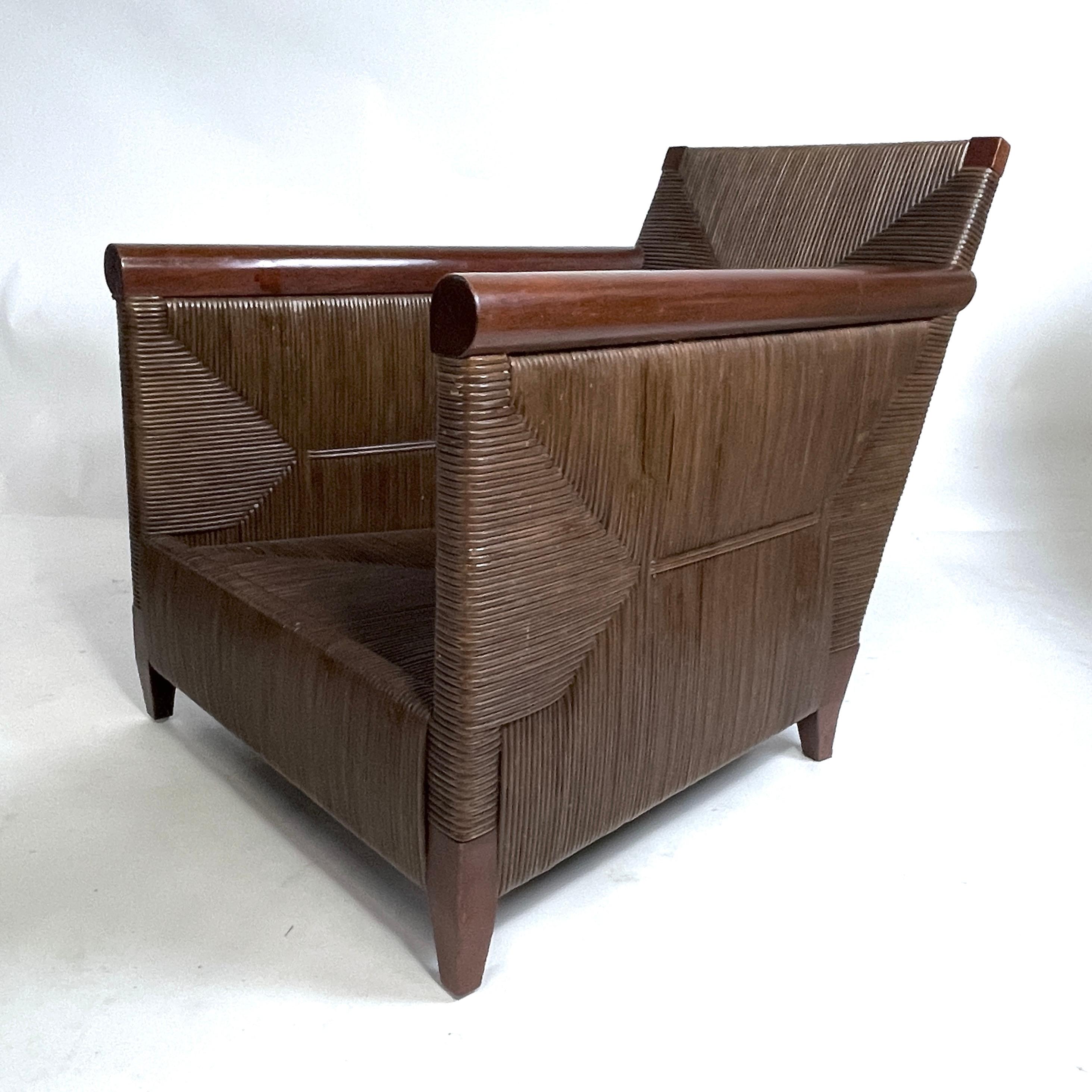 JOHN HUTTON for DONGHIA 'Merbau' Woven Cane Lounge Chairs, Priced per Chair For Sale 1