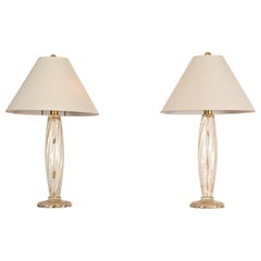 John Hutton für Donghia: Tischlampe „Twist“ aus Murano-Glas mit goldenem Aventurin