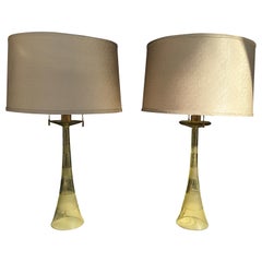 John Hutton for Donghia Paire de lampes en verre italien de couleur citrine avec abat-jour personnalisé