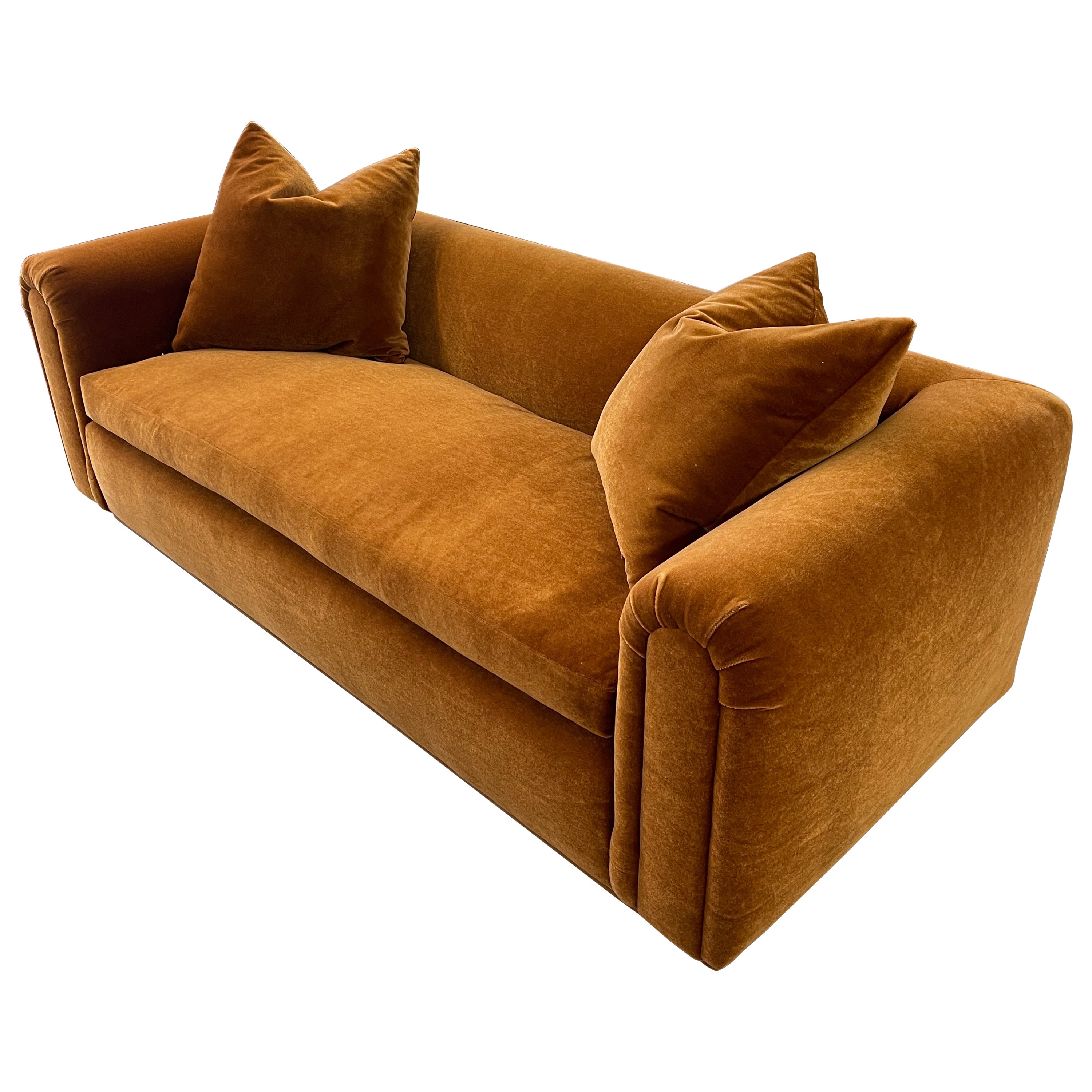 John Hutton for Donghia Sofa in Cognac Wool Mohair