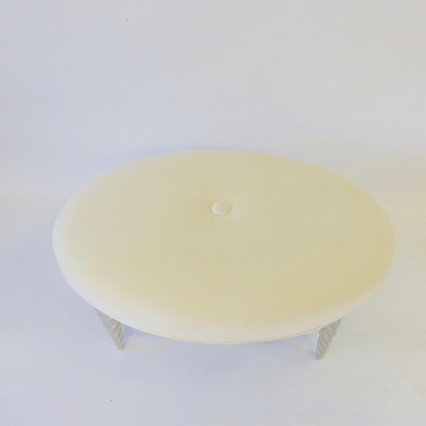 Late 20th Century John Hutton for Donghia Ultra Suede Covered Ottomans with Silver Leaf Legs