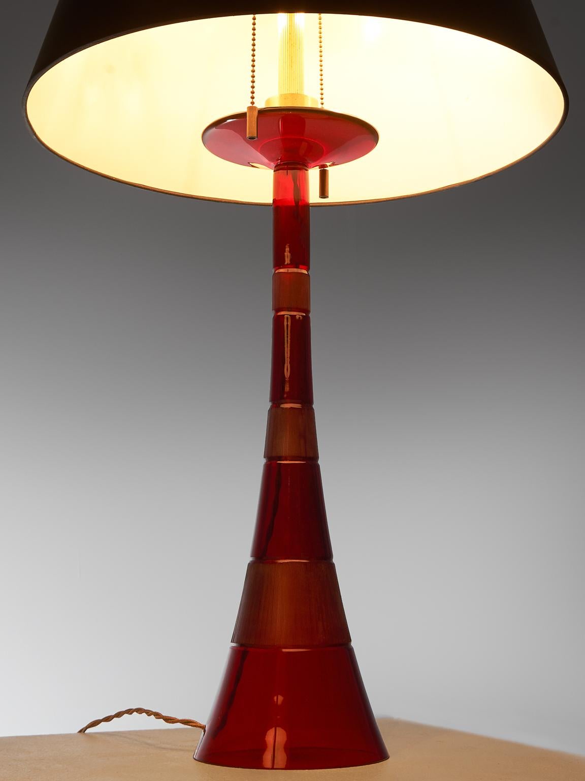 American John Hutton Grand Red Glass Table Lights 